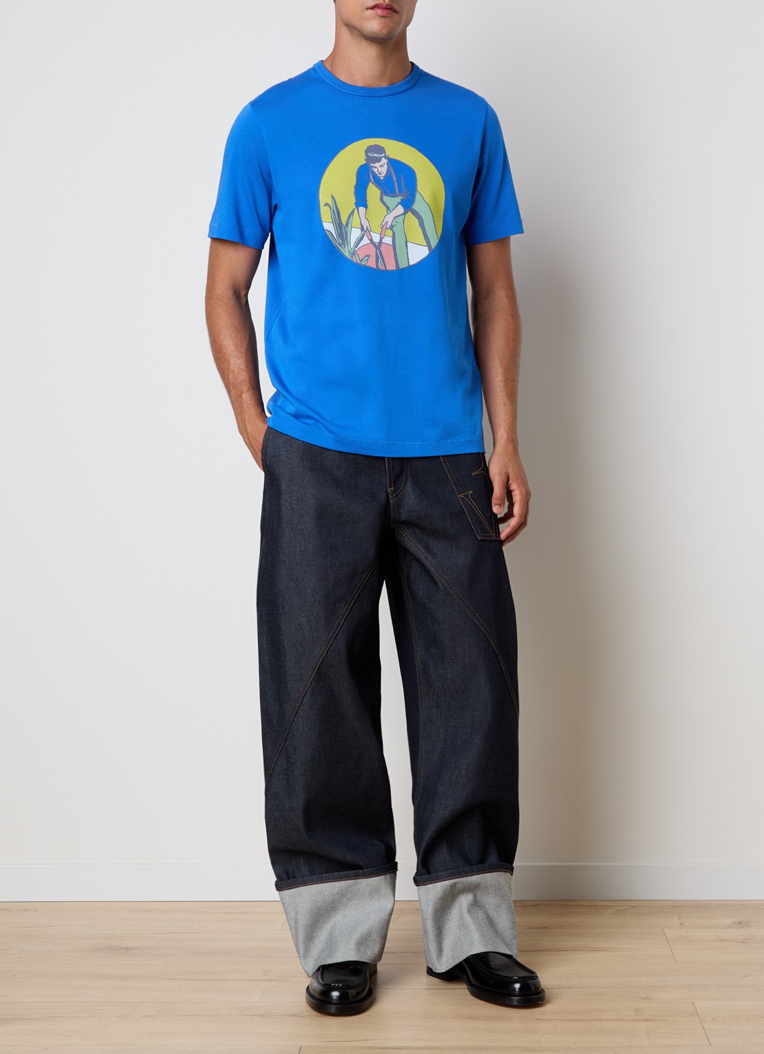 J.W. Anderson Wide leg jeans met donkere wassing - voorkant 2 indigo