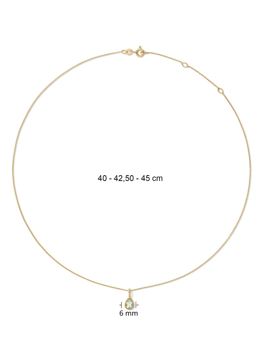 Jackie 14K Gold Amstel ketting van 14 karaat geelgoud - detail 3 groen