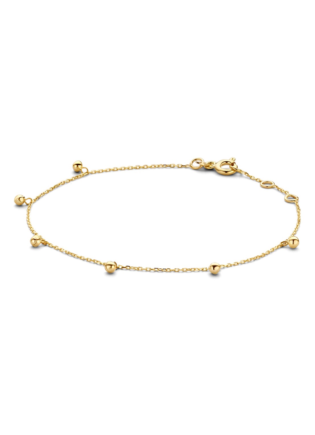 Jackie 14K Gold Bolletjes bedelarmband van 14 karaat geelgoud  - voorkant geelgoud