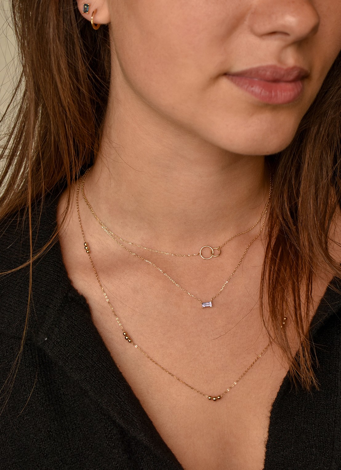 Jackie 14K Gold Cirkels ketting van 14 karaat geelgoud - voorkant 5 geelgoud