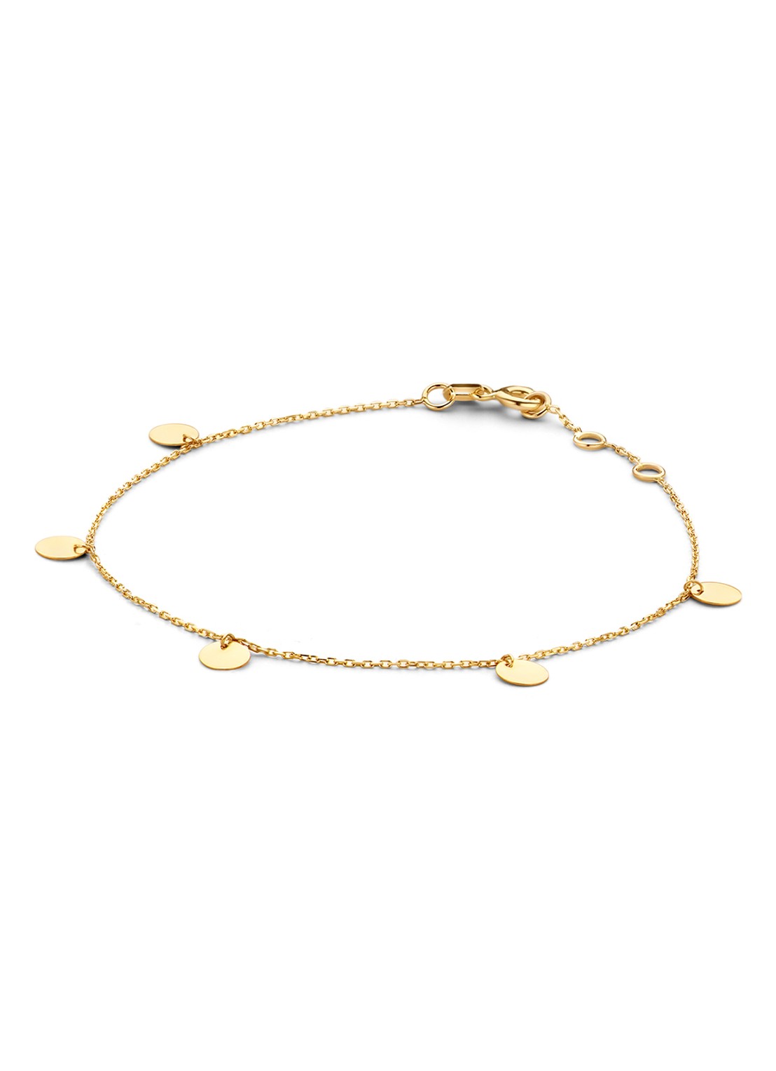 Jackie 14K Gold Disc bedelarmband van 14 karaat geelgoud  - voorkant geelgoud