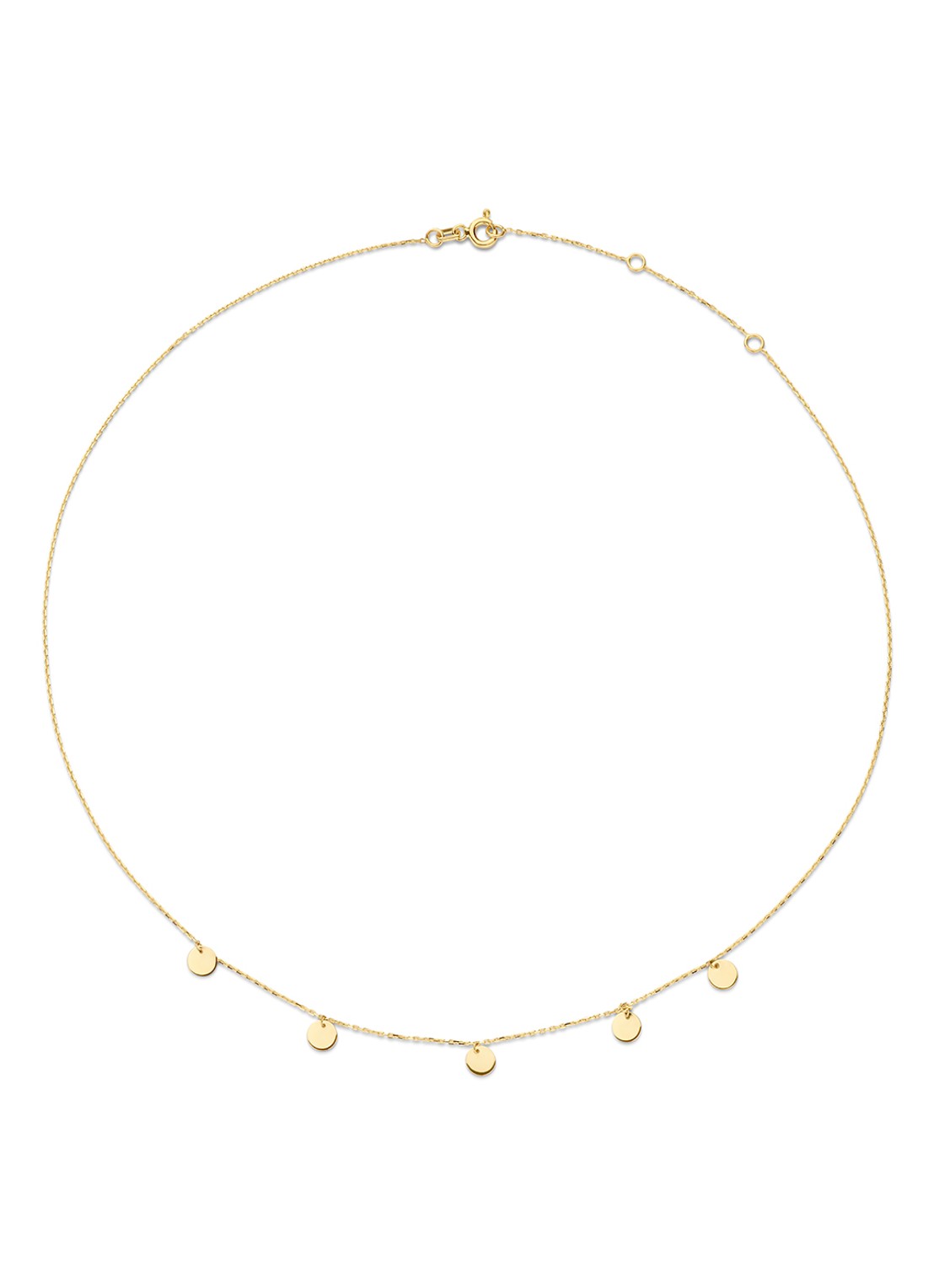 Jackie 14K Gold Disc ketting van 14 karaat geelgoud - voorkant 4 geelgoud