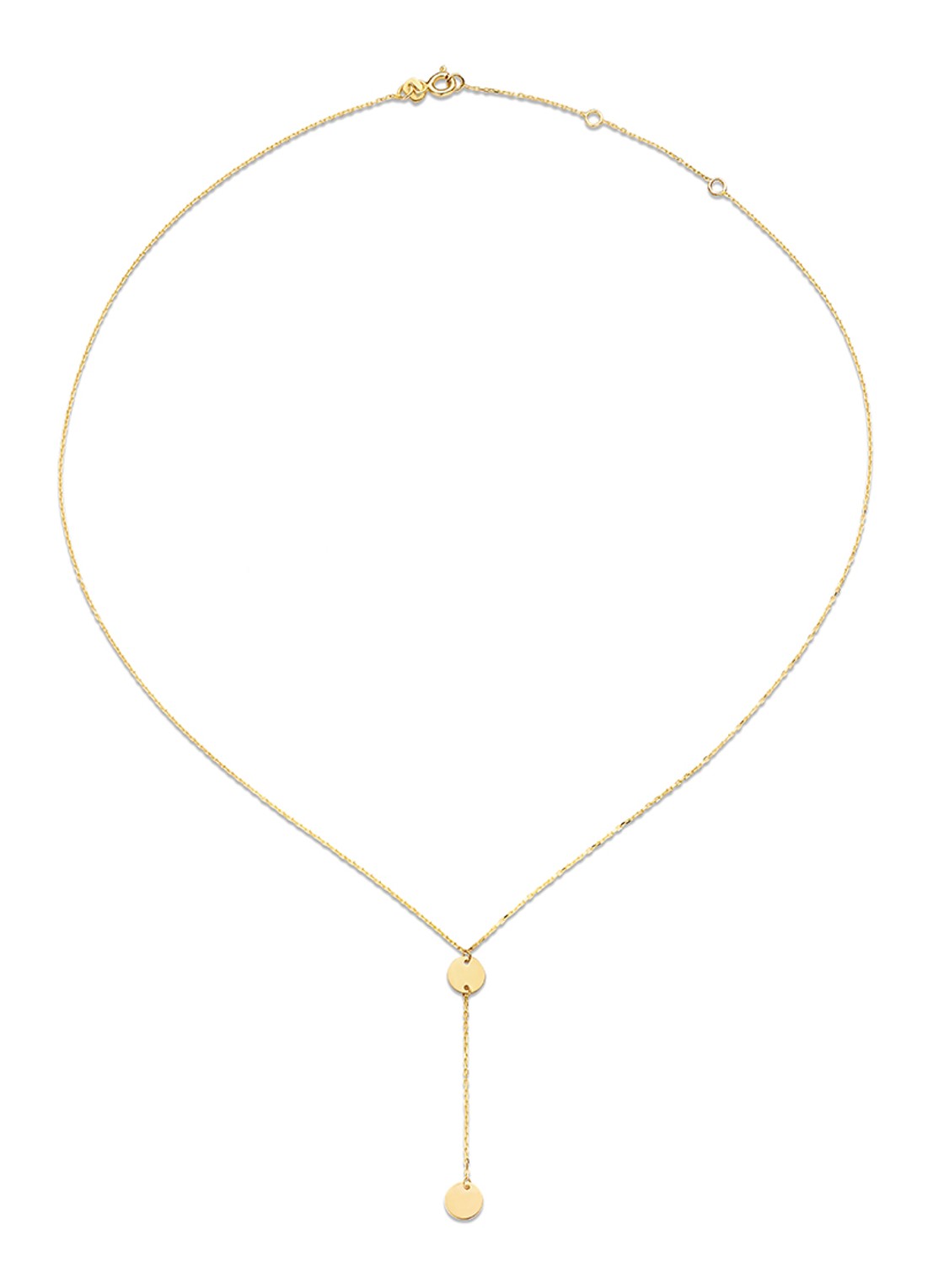 Jackie 14K Gold Disc Y-ketting van 14 karaat geelgoud - voorkant geelgoud