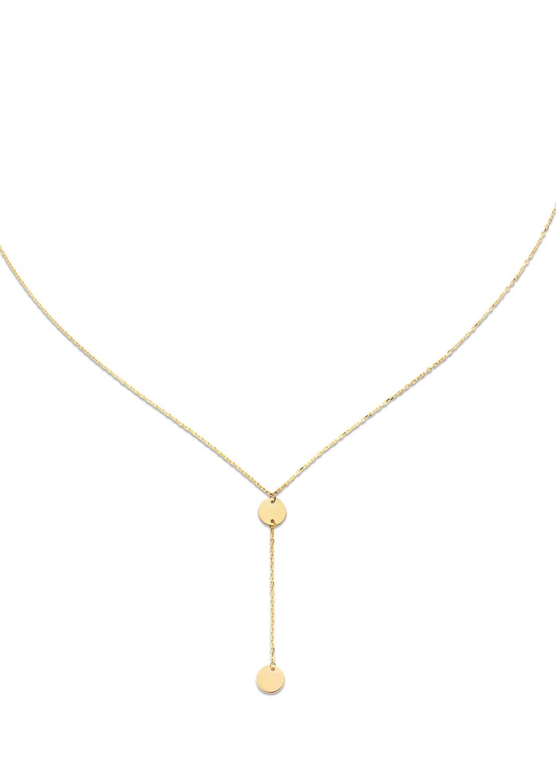 Jackie 14K Gold Disc Y-ketting van 14 karaat geelgoud - voorkant 2 geelgoud