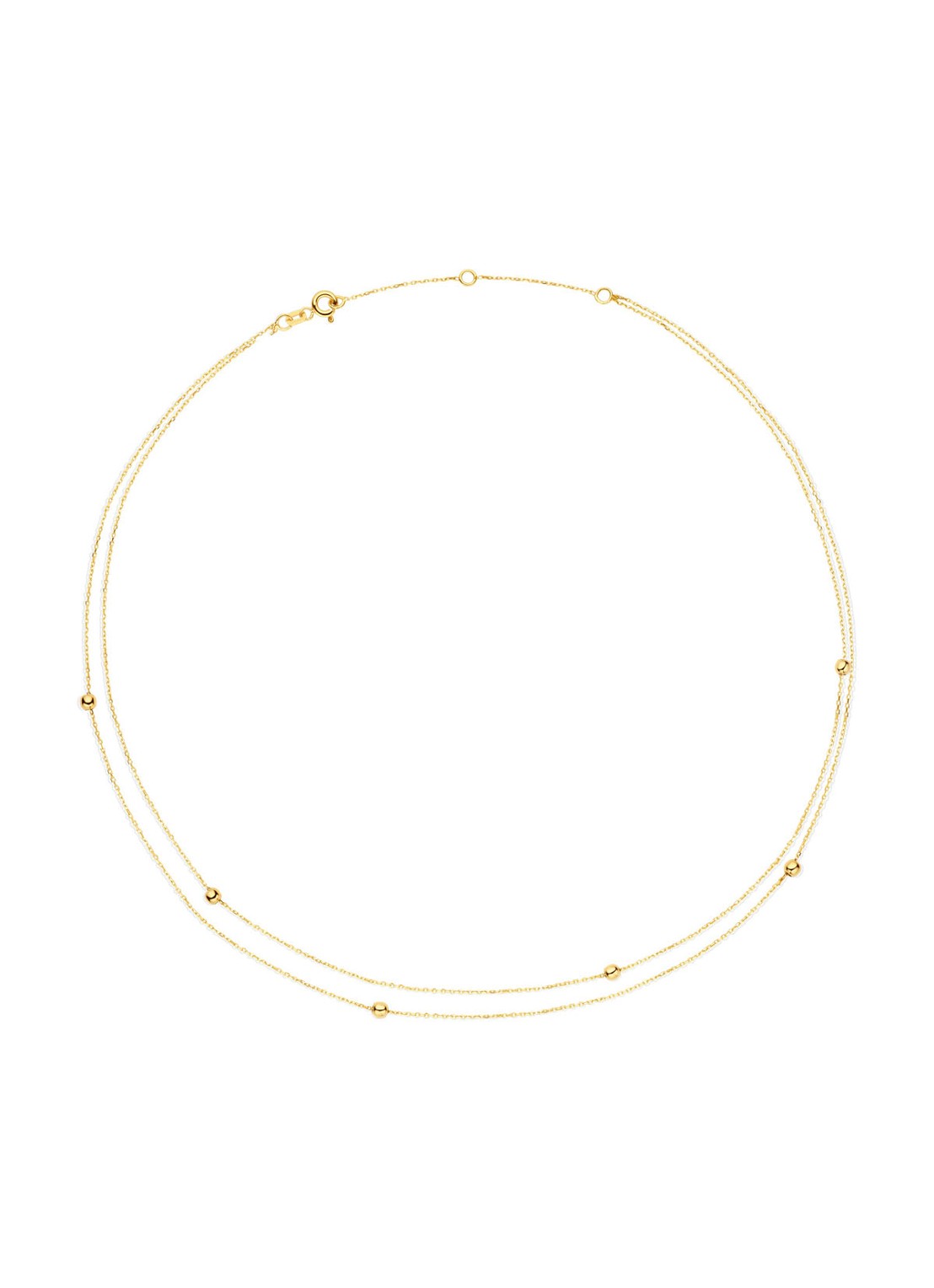 Jackie 14K Gold Double Bubble ketting van 14 karaat geelgoud - voorkant goud