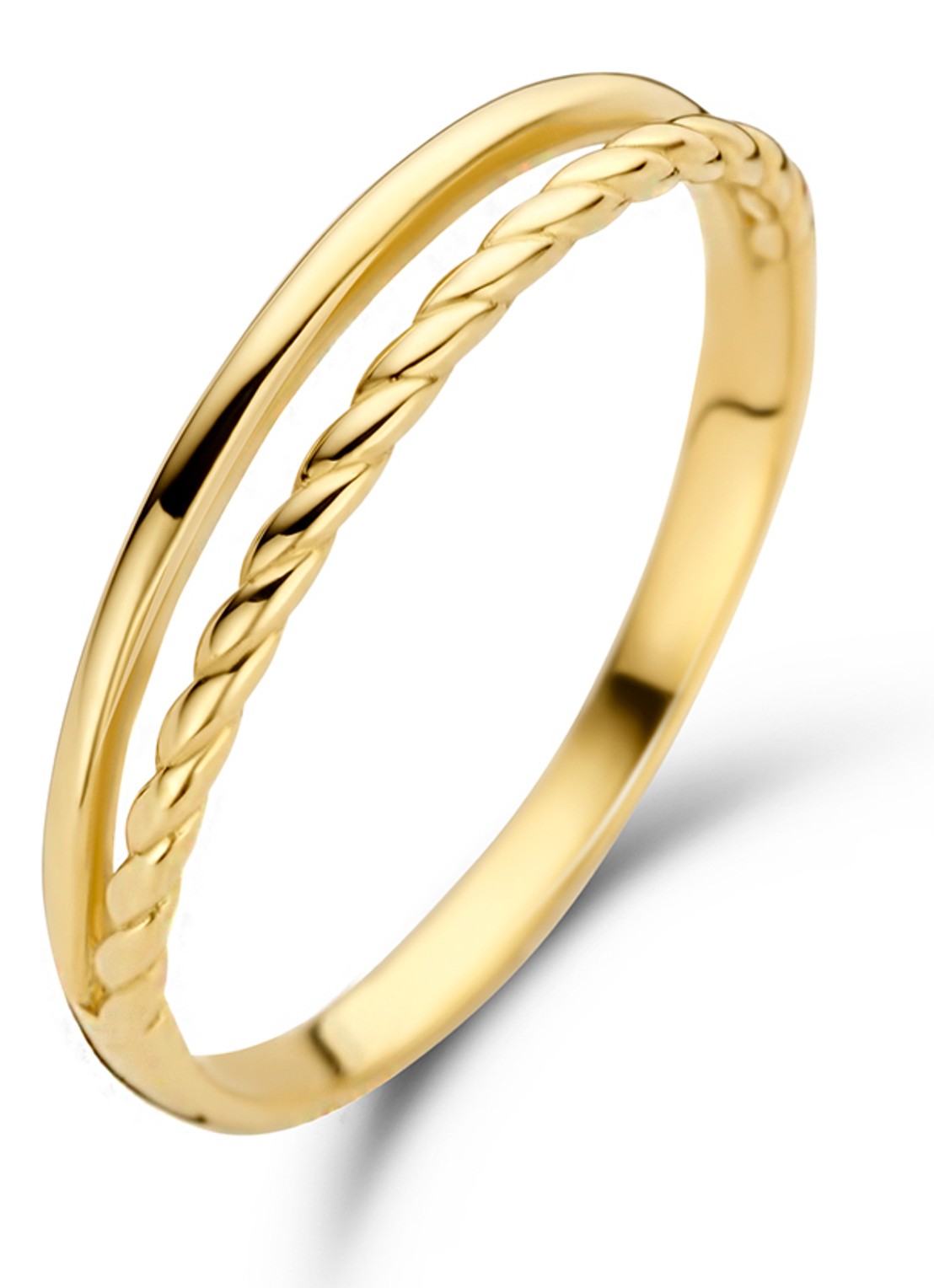Jackie 14K Gold Dubbel ring van 14 karaat geelgoud - voorkant 2 geelgoud