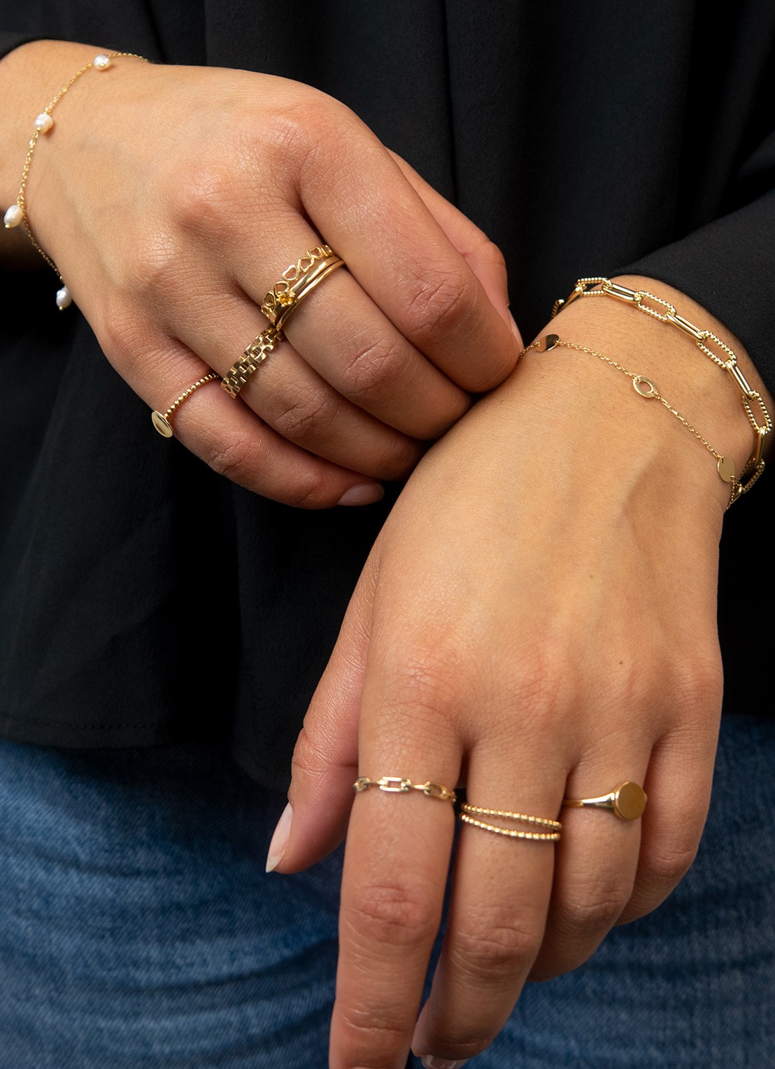 Jackie 14K Gold Güell ring van 14 karaat geelgoud - voorkant 2 geelgoud