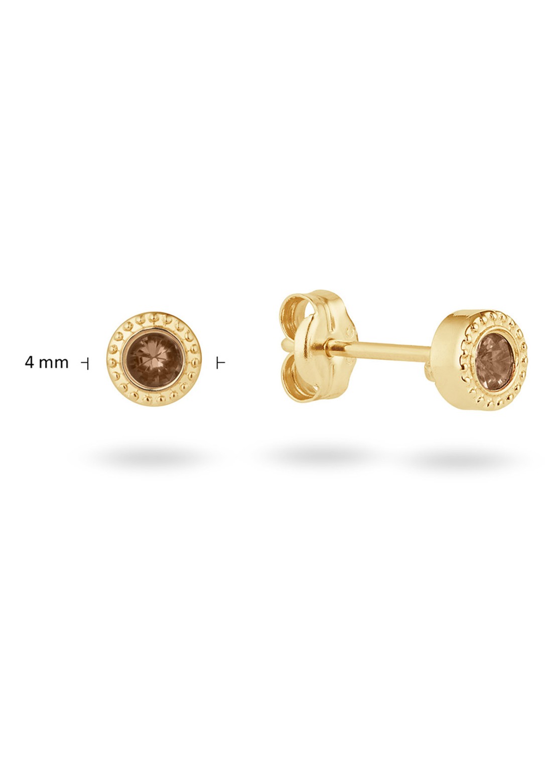 Jackie 14K Gold Kirstenbosch oorknopjes van 14 karaat geelgoud - detail 2 bruin
