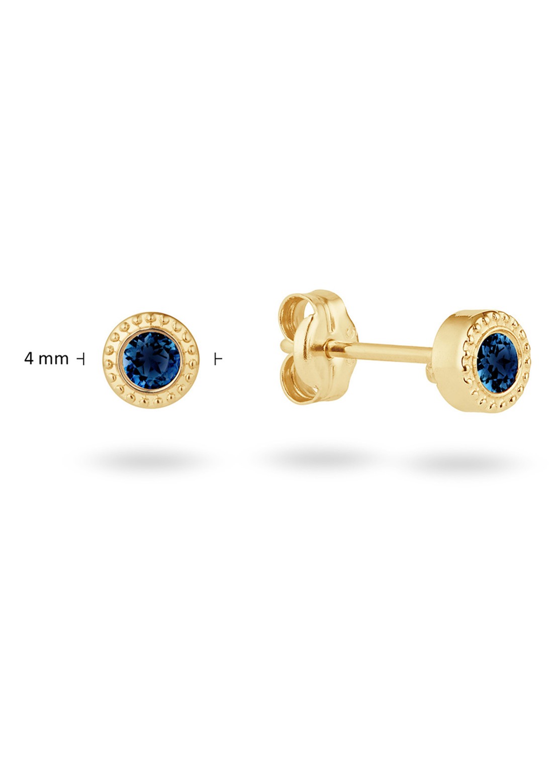 Jackie 14K Gold Kirstenbosch oorknopjes van 14 karaat geelgoud - detail 2 blauw