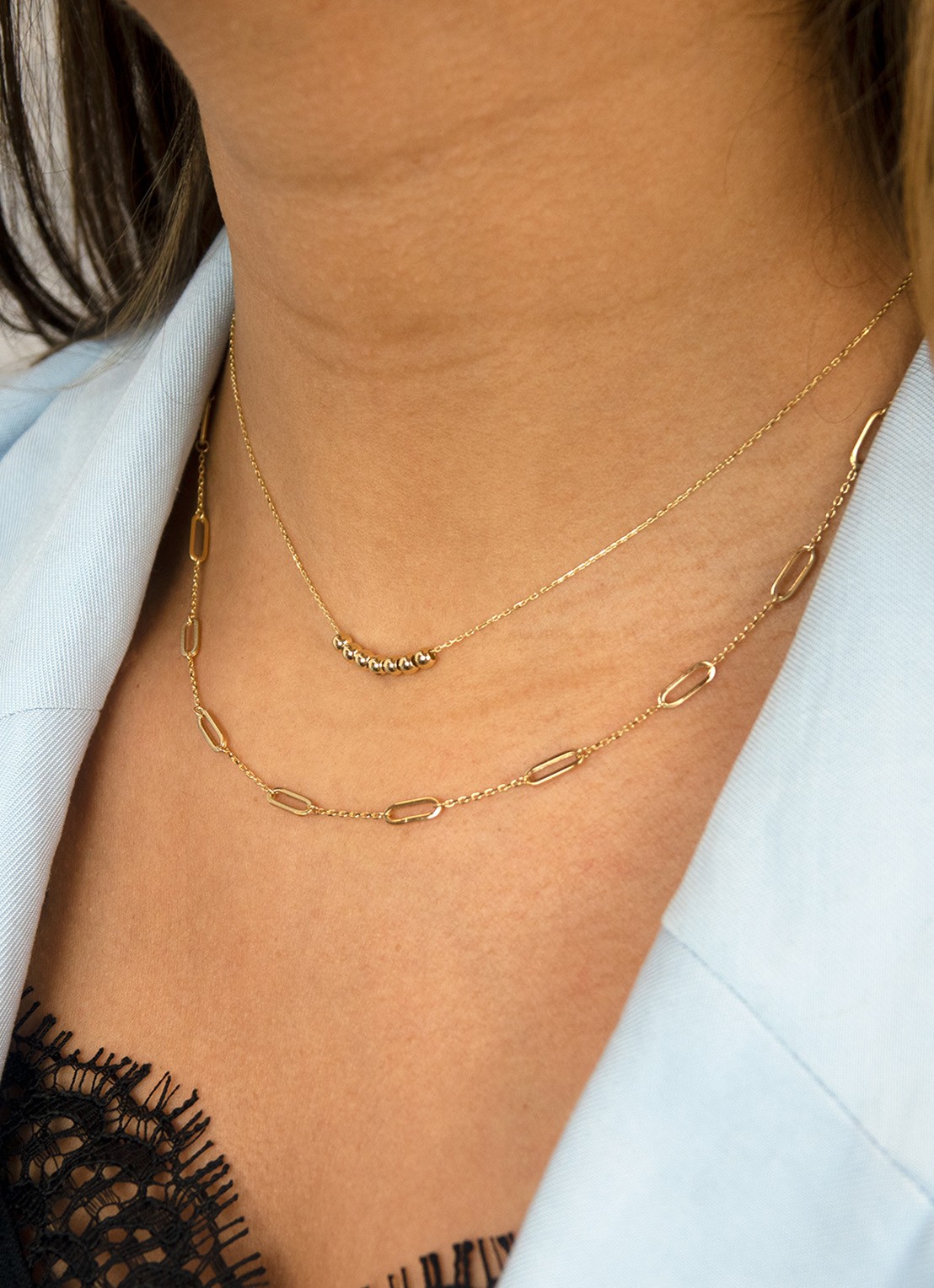 Jackie 14K Gold Las Ramblas ketting van 14 karaat geelgoud - voorkant 3 geelgoud