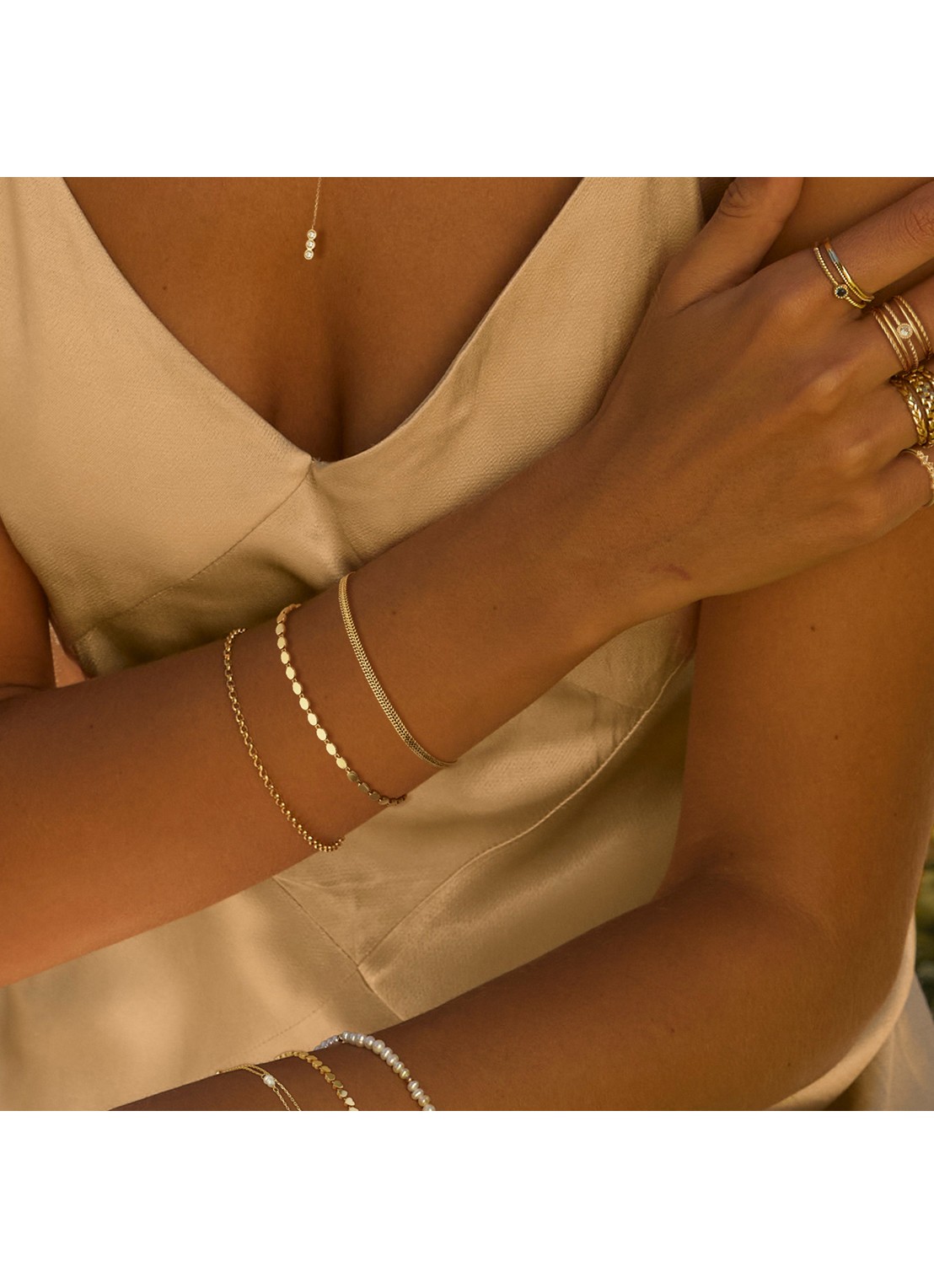 Jackie 14K Gold Table Mountain armband van 14 karaat geelgoud - voorkant 3 goud