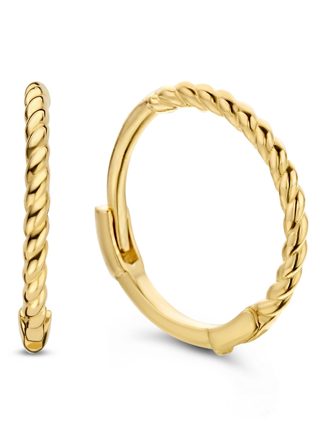 Jackie 14K Gold Tors oorringen van 14 karaat geelgoud - voorkant 2 geelgoud