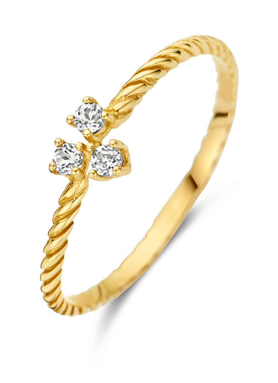 Jackie 14K Gold Triangle ring van 14 karaat geelgoud met topaas - voorkant geelgoud