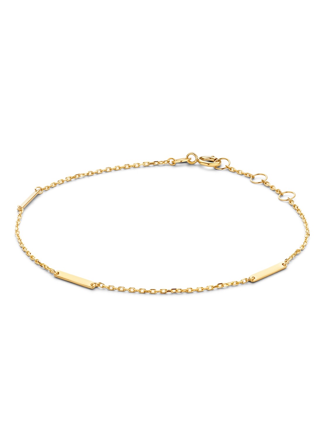 Jackie 14K Gold Triple Bar armband van 14 karaat geelgoud - voorkant 2 geelgoud