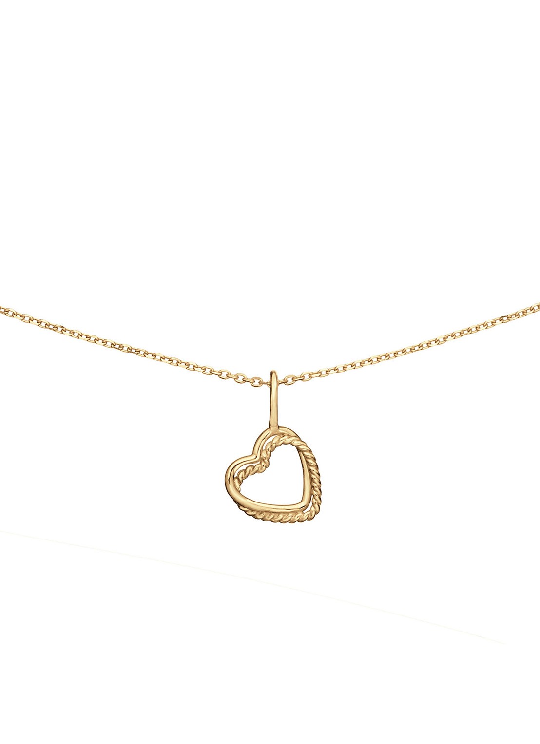 Jackie 14K Gold Twisted Heart ketting van 14 karaat geelgoud - voorkant goud