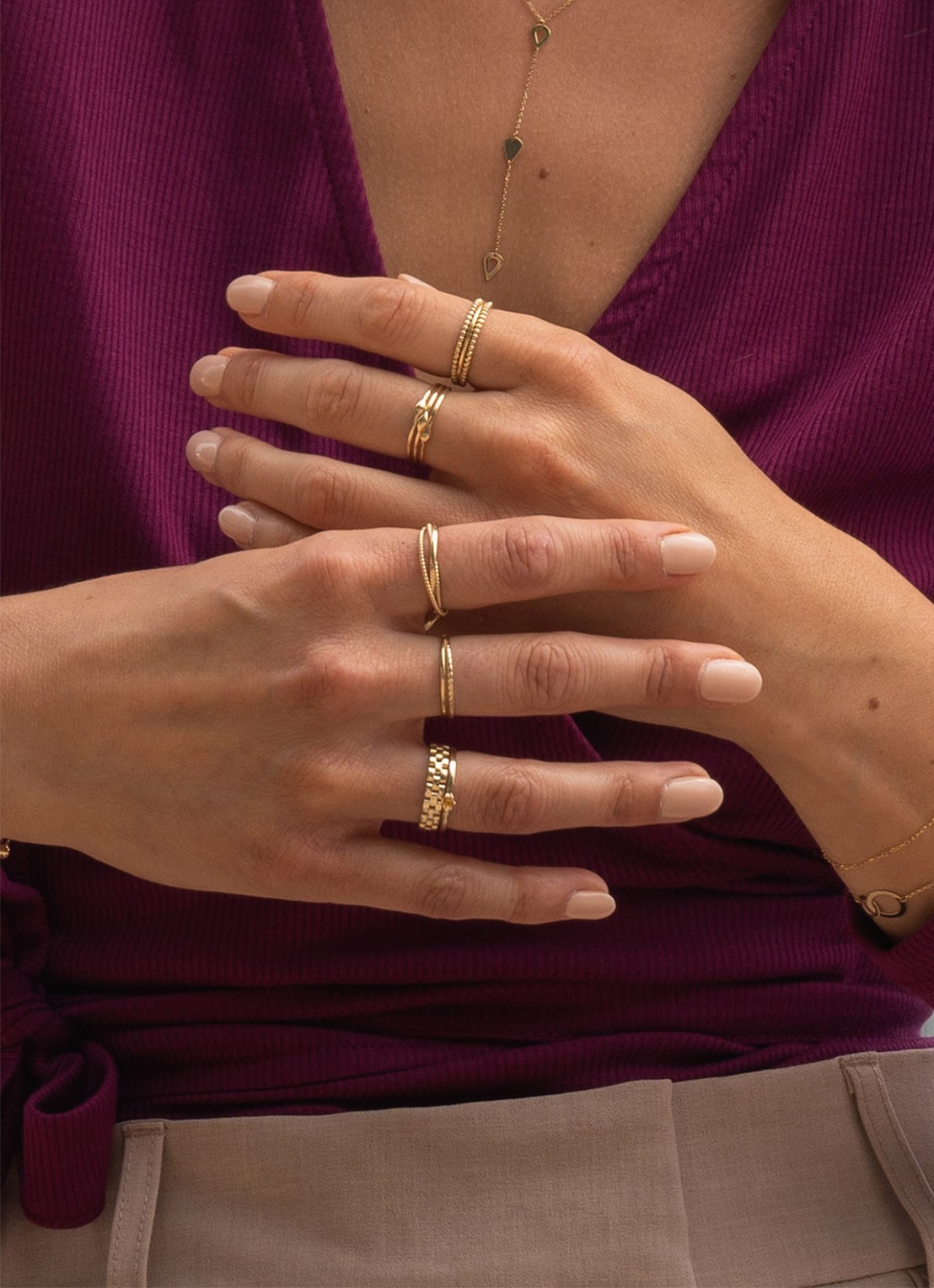 Jackie 14K Gold White Lady ring van 14 karaat geelgoud - voorkant 2 goud