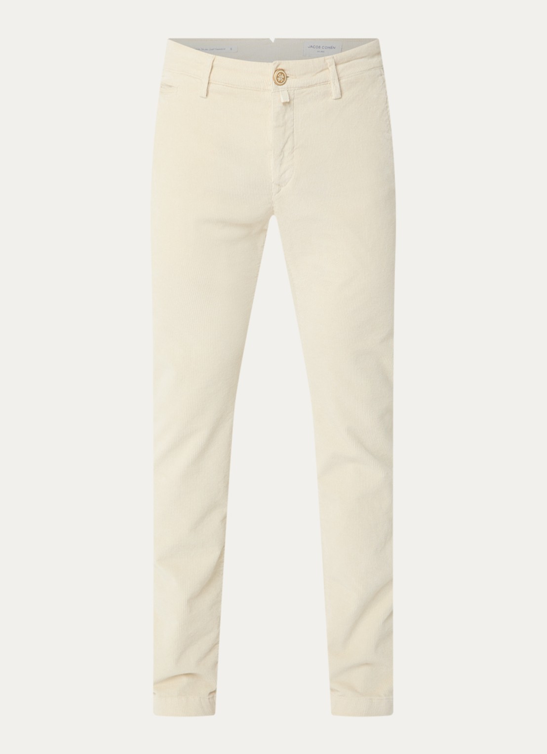 Jacob Cohën Bobby slim fit broek van corduroy - voorkant 4 gebroken wit