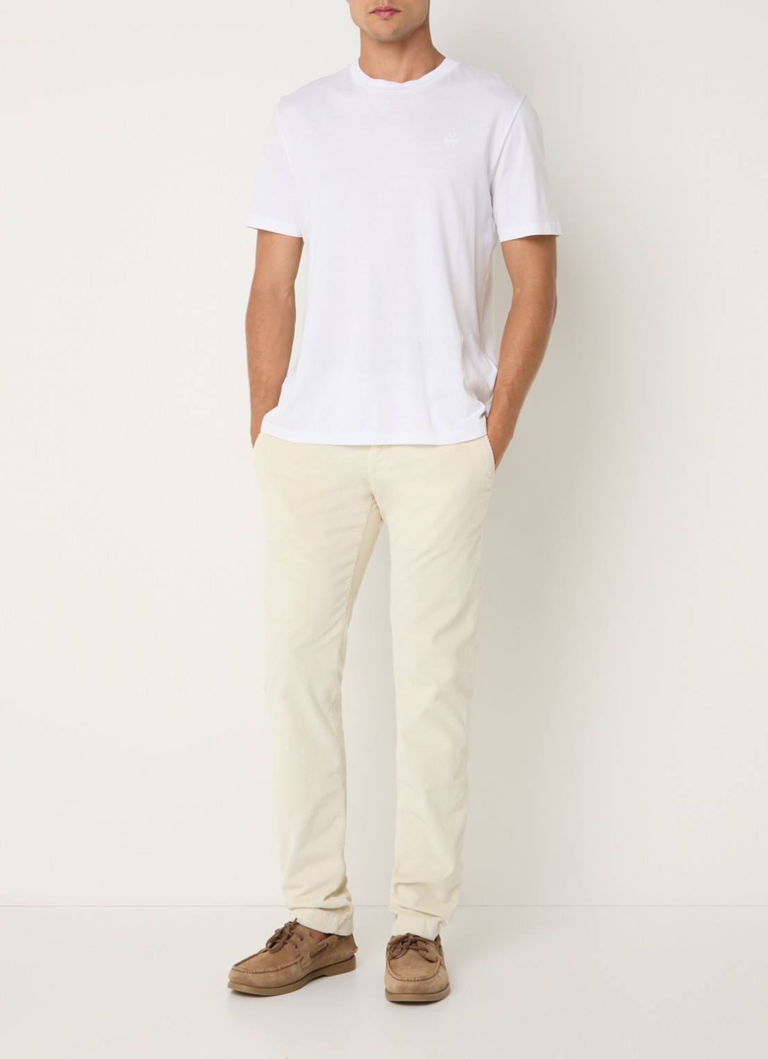 Jacob Cohën Bobby slim fit broek van corduroy - voorkant 5 gebroken wit