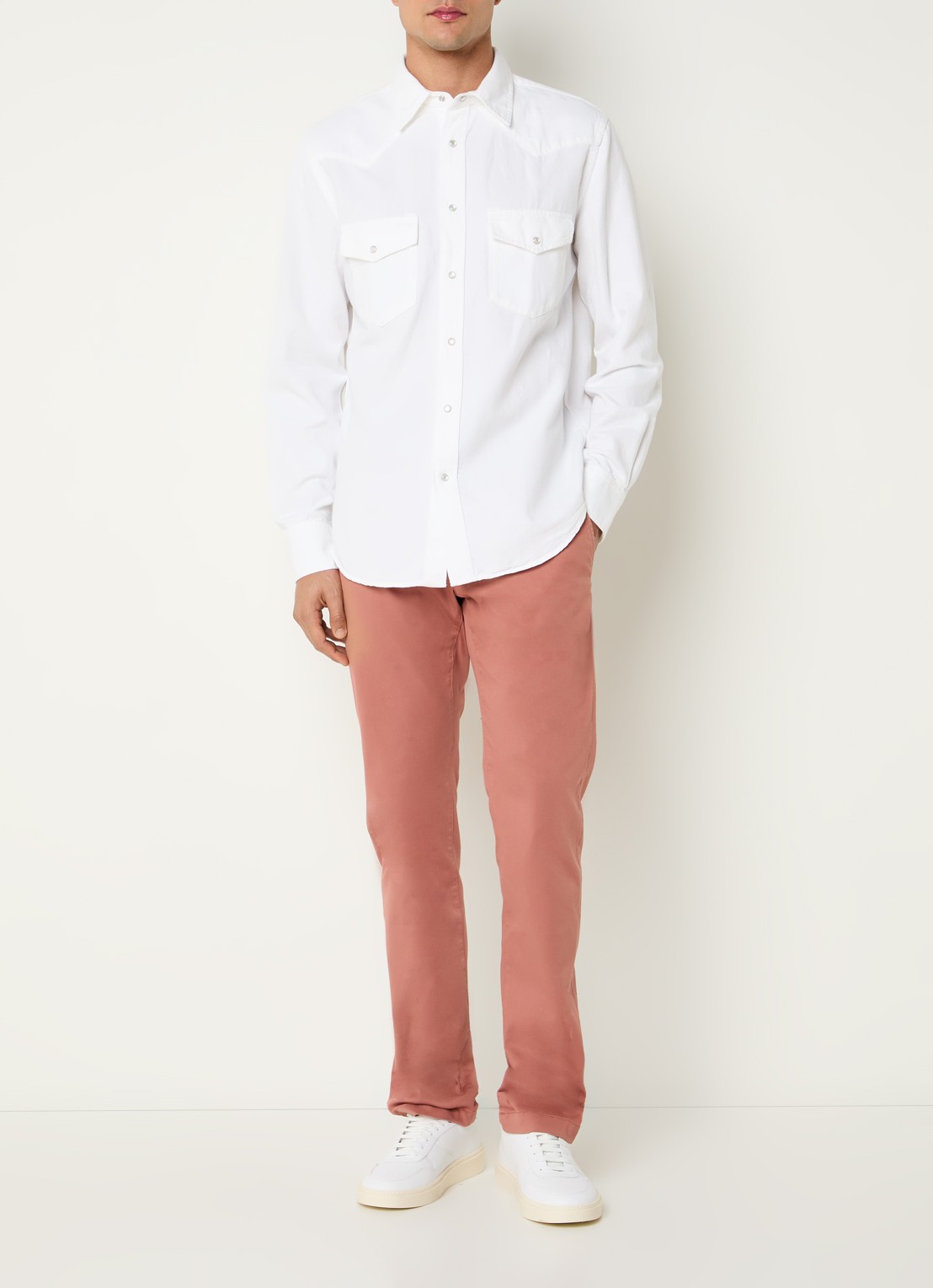 Jacob Cohën Bobby slim fit chino met steekzakken - voorkant 4 zalmroze