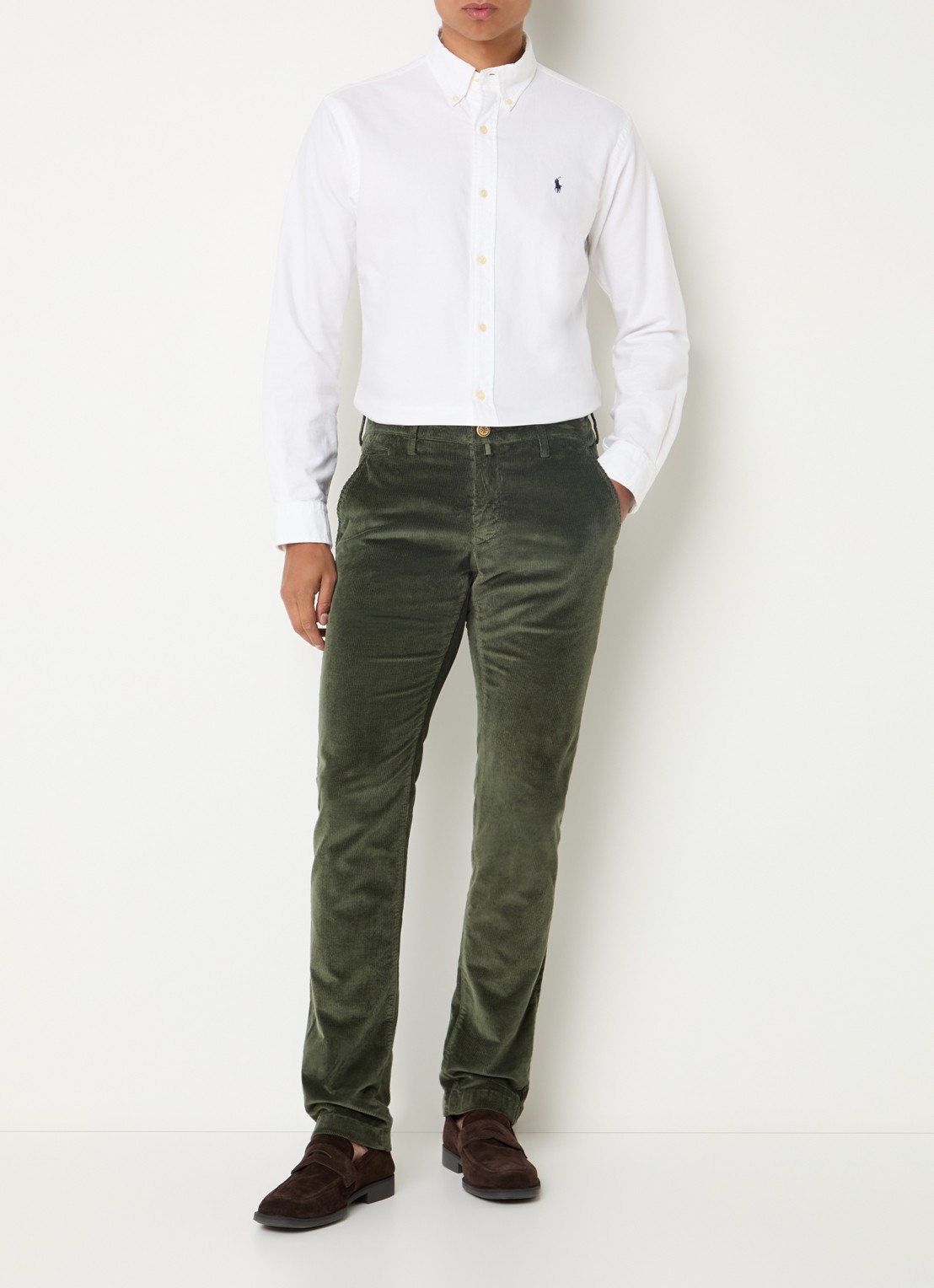 Jacob Cohën Bobby straight fit broek van corduroy - voorkant 2 groen