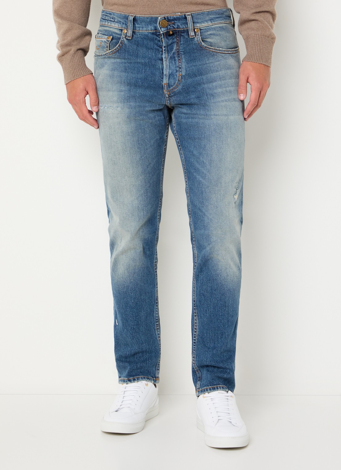 Jacob Cohën Jude tapered leg jeans met medium wassing - detail 2 indigo