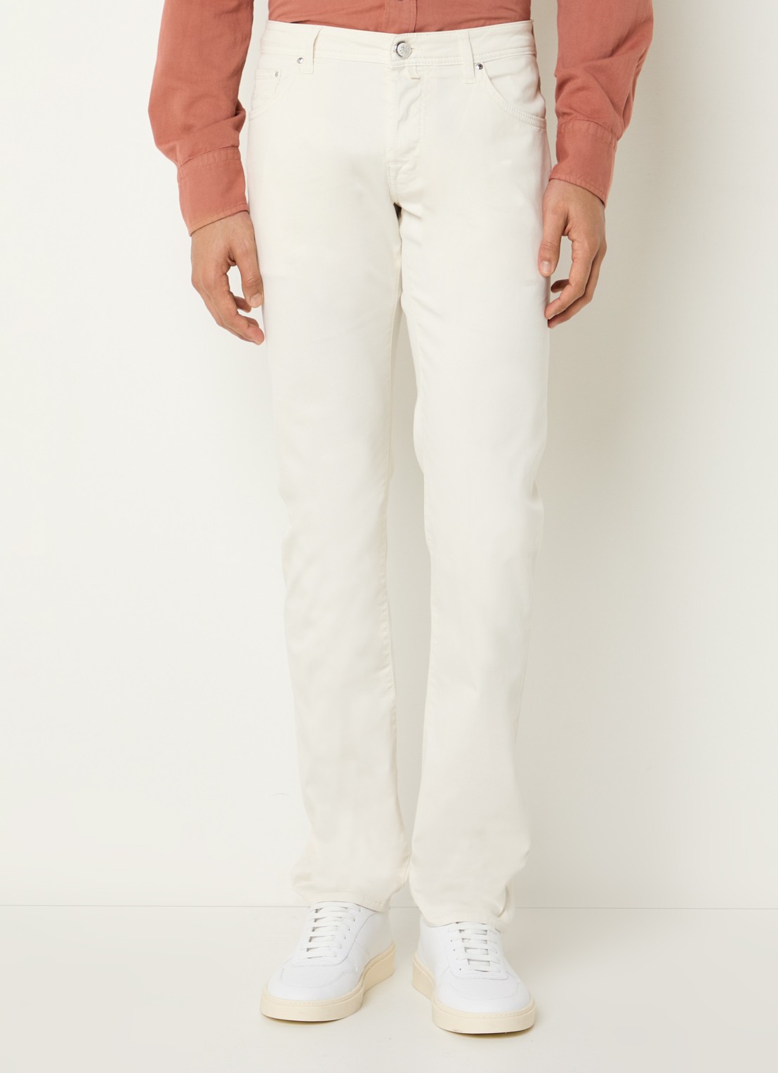 Jacob Cohën Nick slim fit jeans met gekleurde wassing - detail gebroken wit