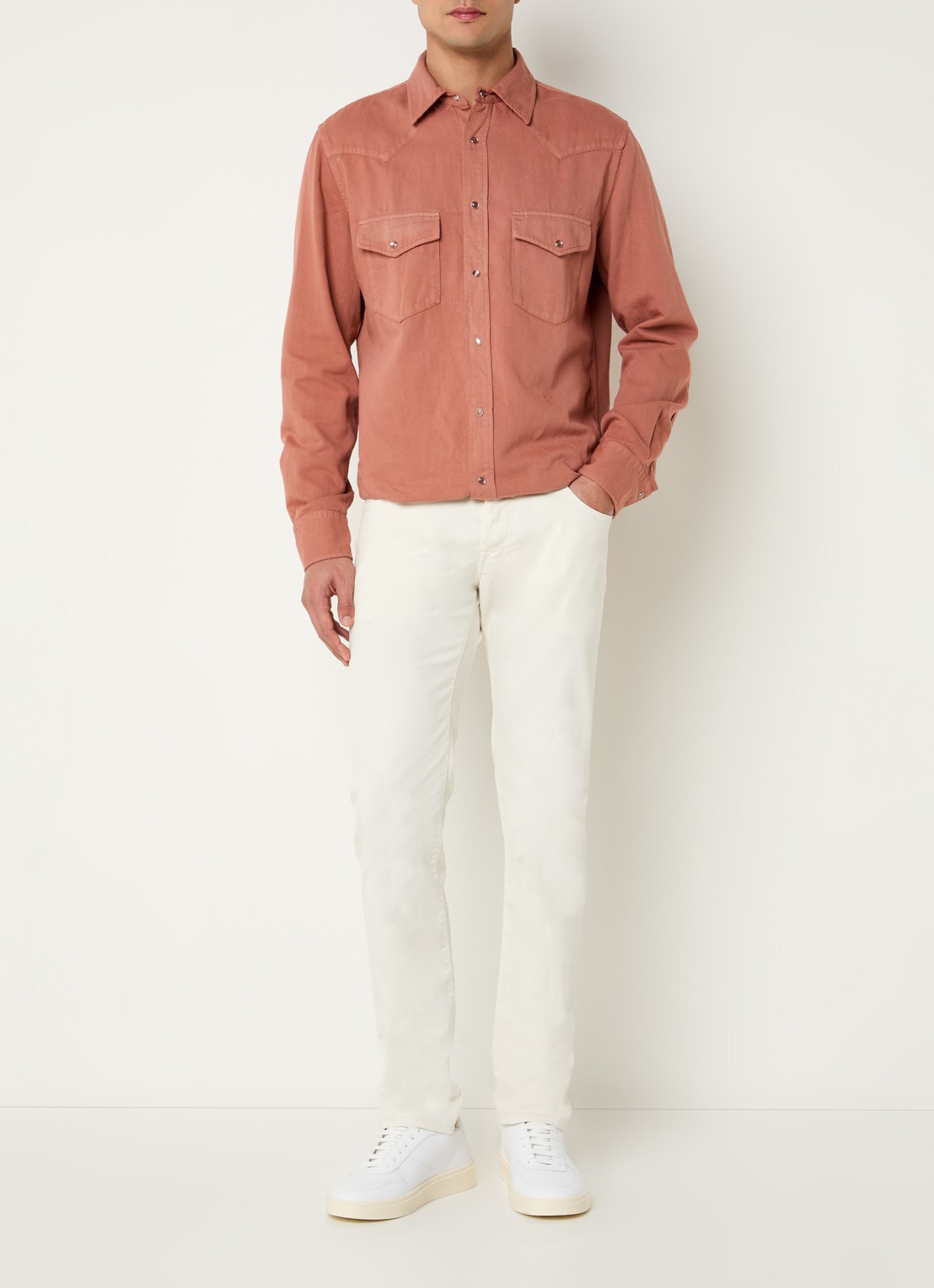 Jacob Cohën Nick slim fit jeans met gekleurde wassing - voorkant 4 gebroken wit