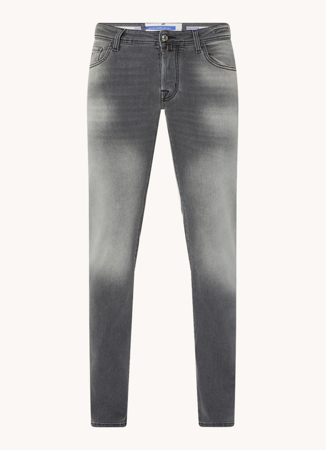 Jacob Cohën Nick slim fit jeans met gekleurde wassing  - voorkant grijs