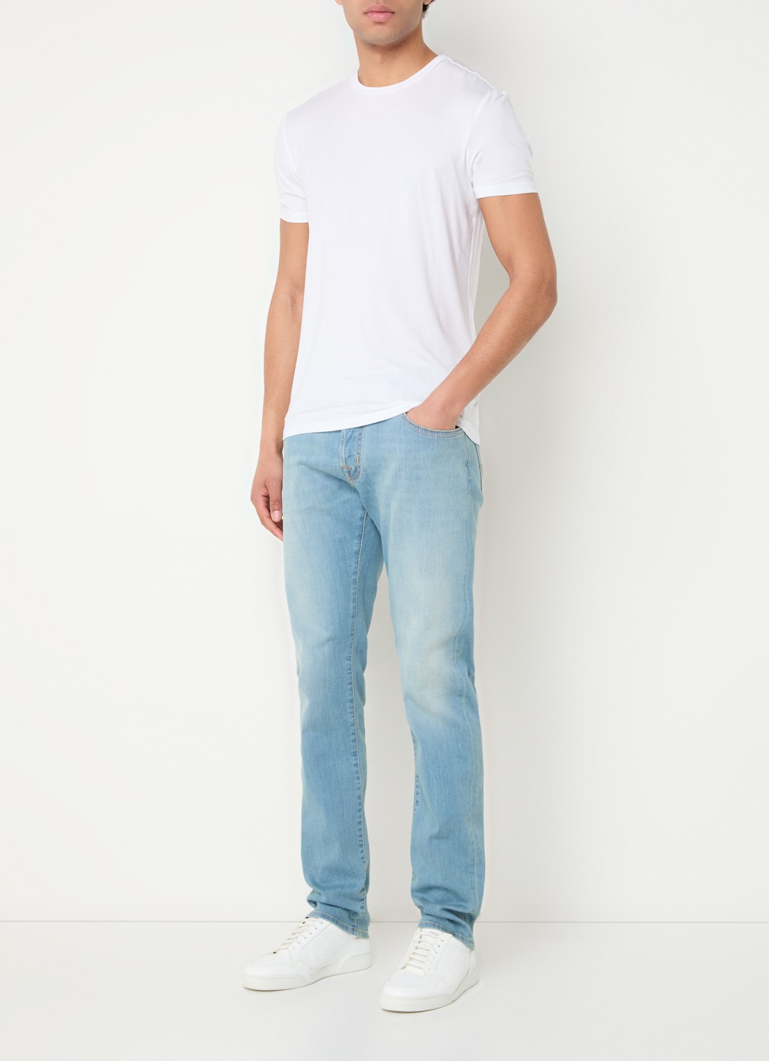 Jacob Cohën Nick slim fit jeans met lichte wassing - voorkant 5 indigo