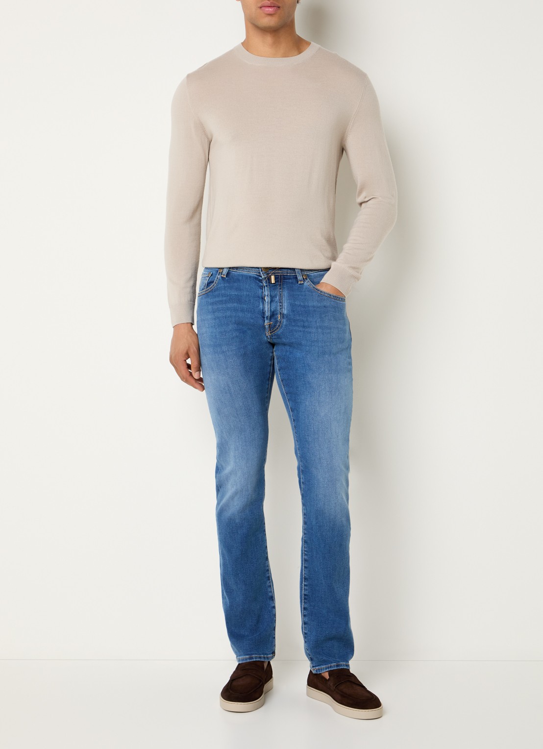 Jacob Cohën Nick slim fit jeans met lichte wassing - voorkant 3 indigo
