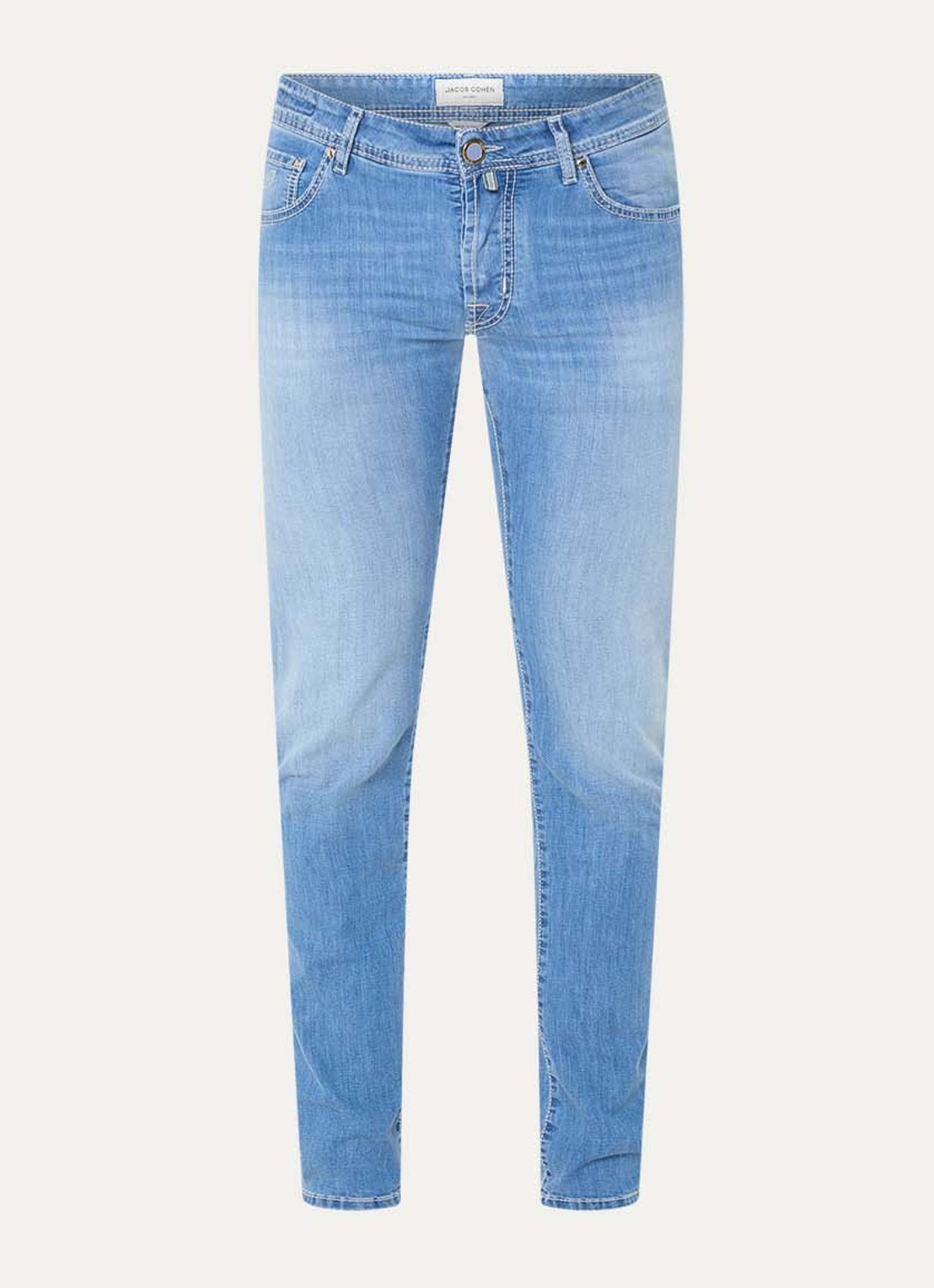 Jacob Cohën Nick slim fit jeans met lichte wassing - voorkant 2 indigo