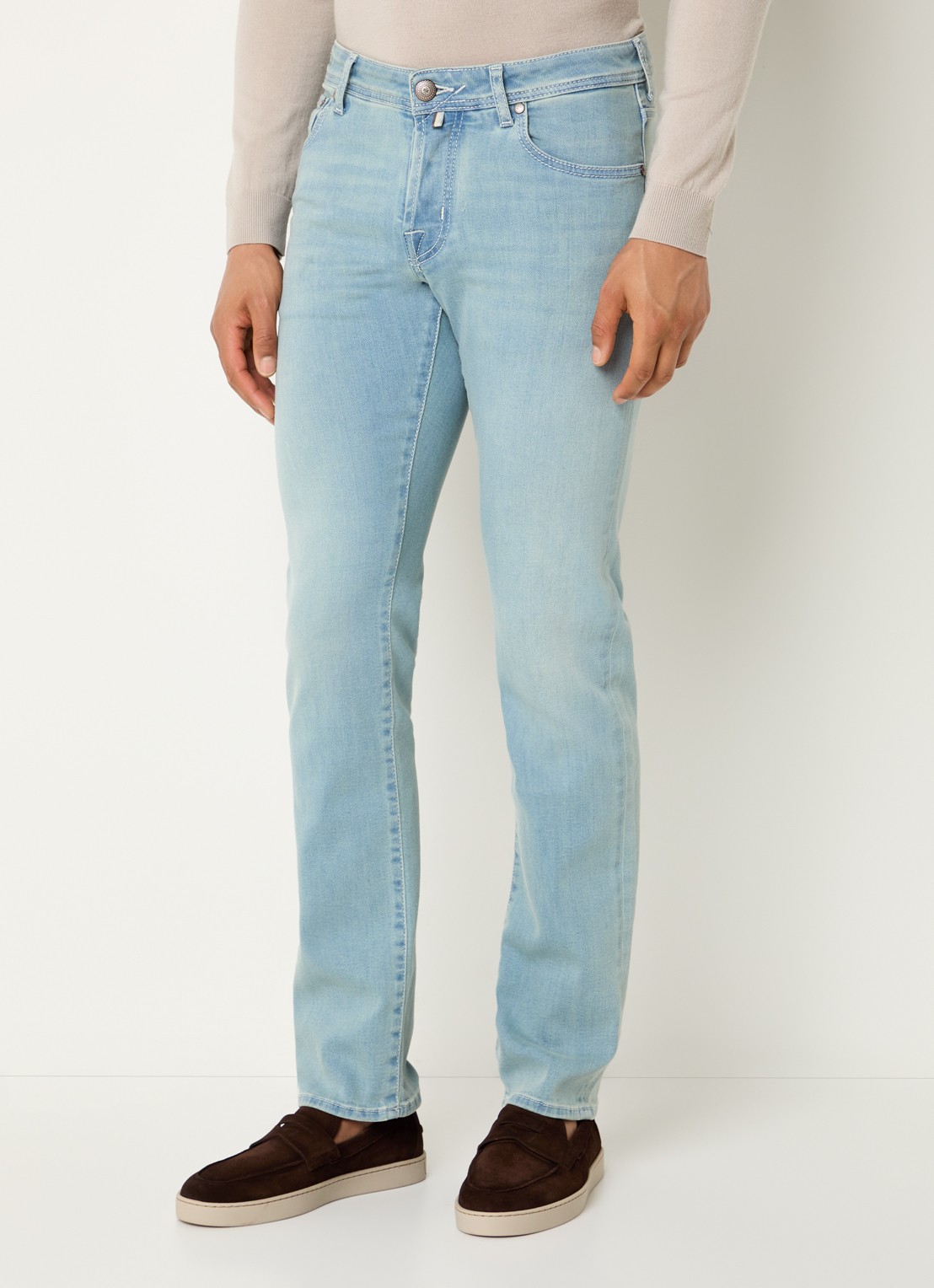 Jacob Cohën Nick slim fit jeans met lichte wassing - detail indigo