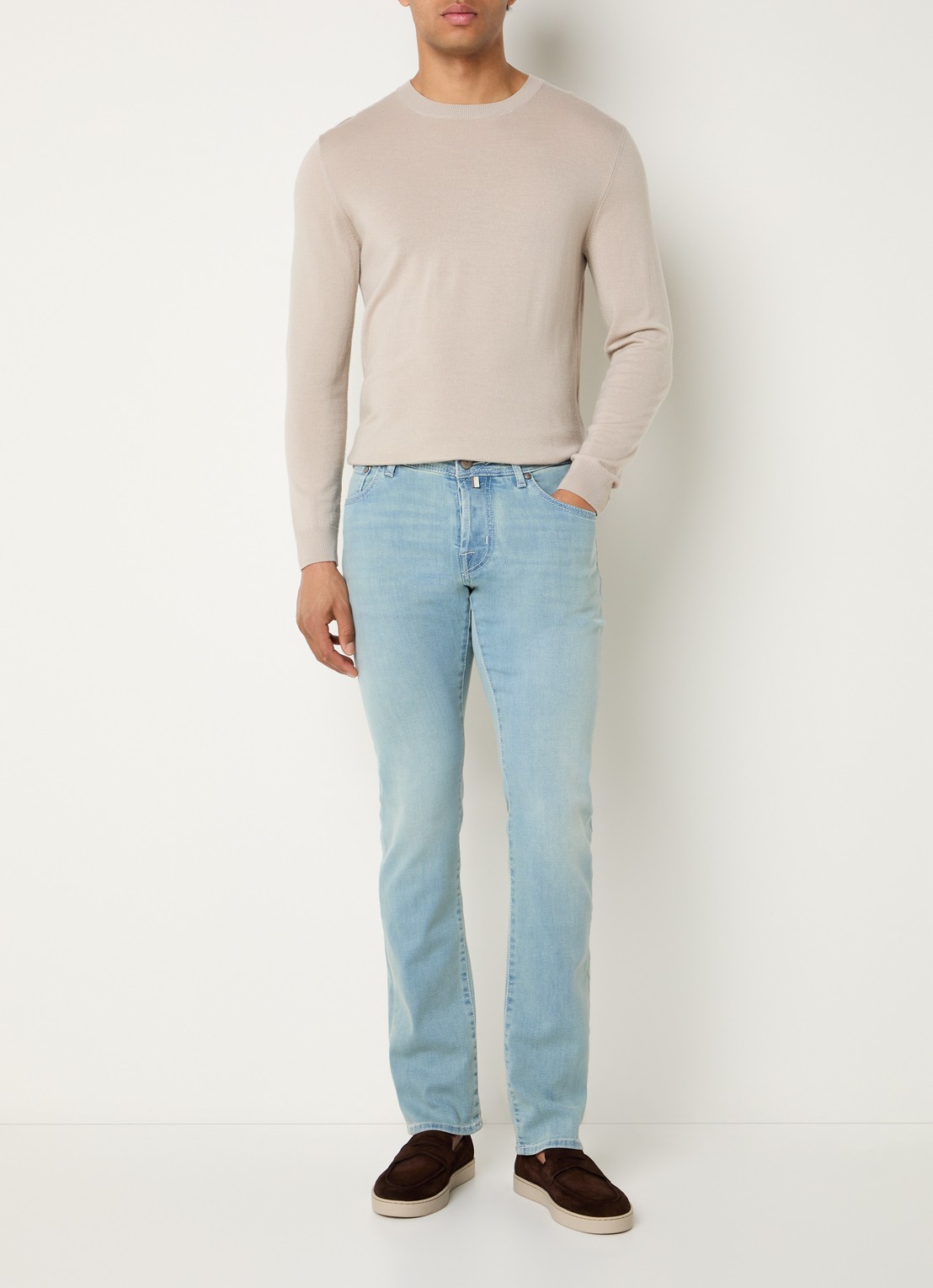 Jacob Cohën Nick slim fit jeans met lichte wassing - voorkant 5 indigo
