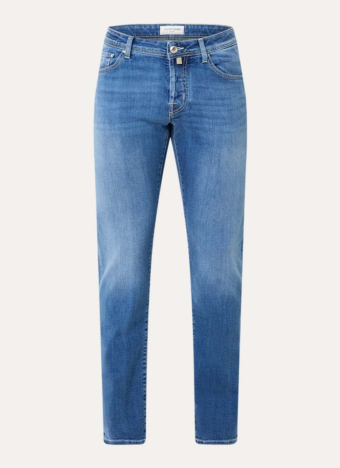 Jacob Cohën Nick slim fit jeans met lichte wassing - voorkant indigo