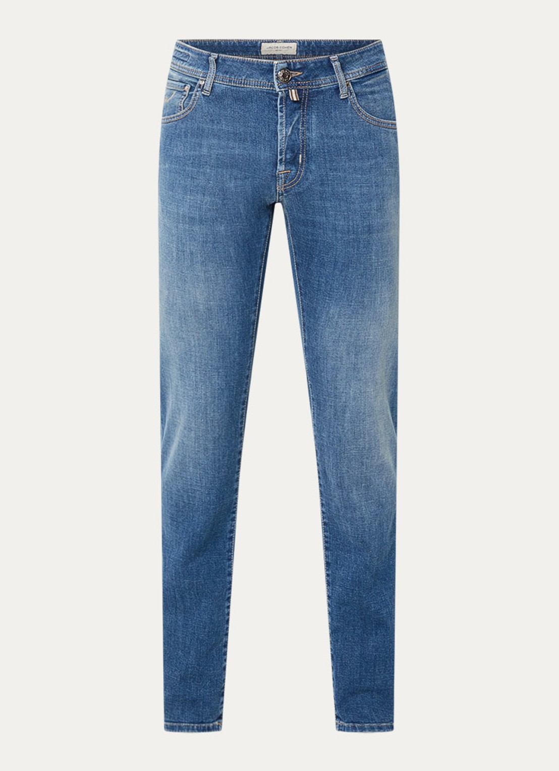 Jacob Cohën Nick slim fit jeans met medium wassing - voorkant indigo