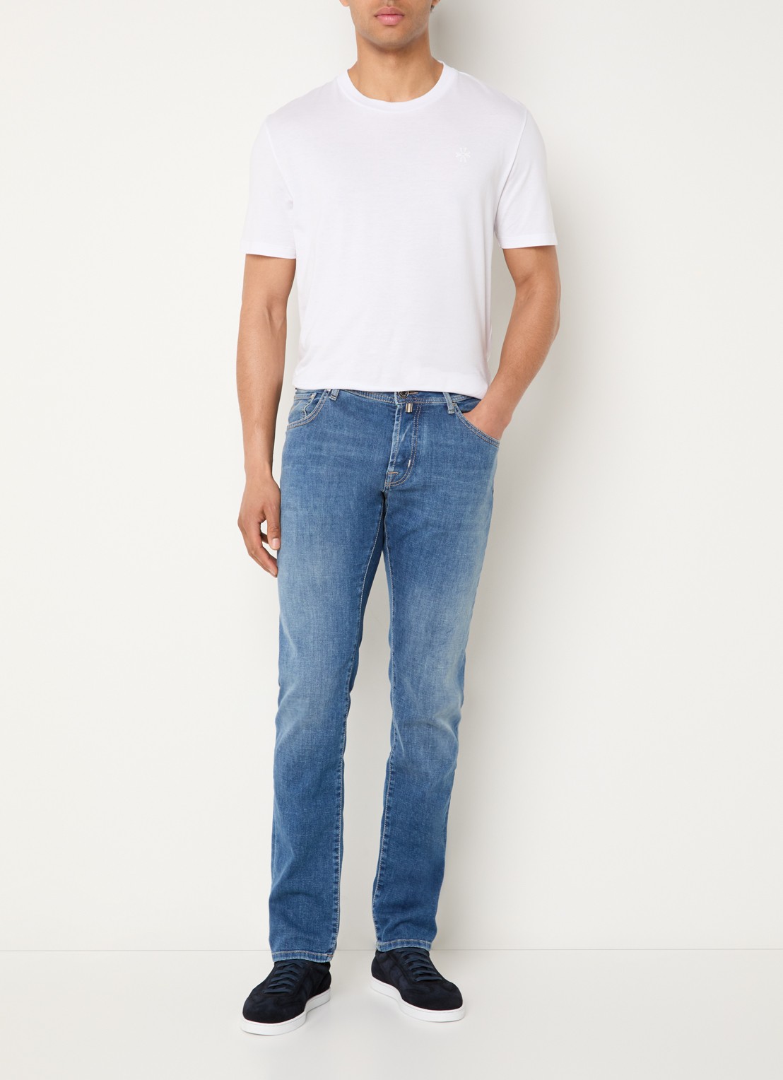 Jacob Cohën Nick slim fit jeans met medium wassing - voorkant 2 indigo