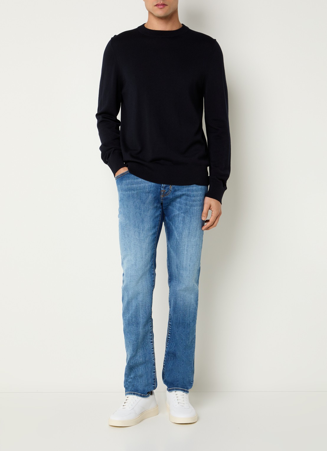Jacob Cohën Nick slim fit jeans met medium wassing - voorkant 3 indigo