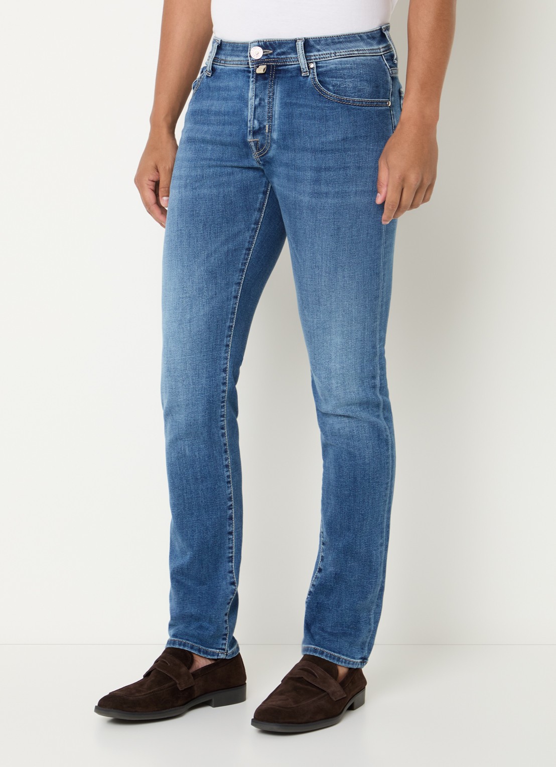 Jacob Cohën Nick slim fit jeans met medium wassing - detail 3 blauw
