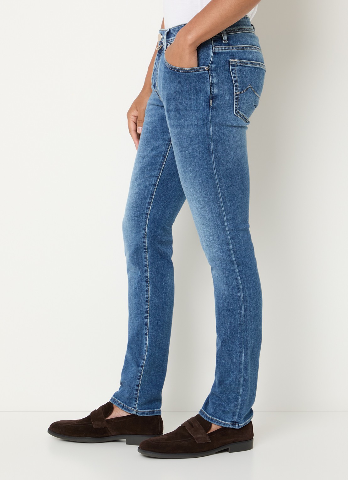 Jacob Cohën Nick slim fit jeans met medium wassing - detail 4 blauw