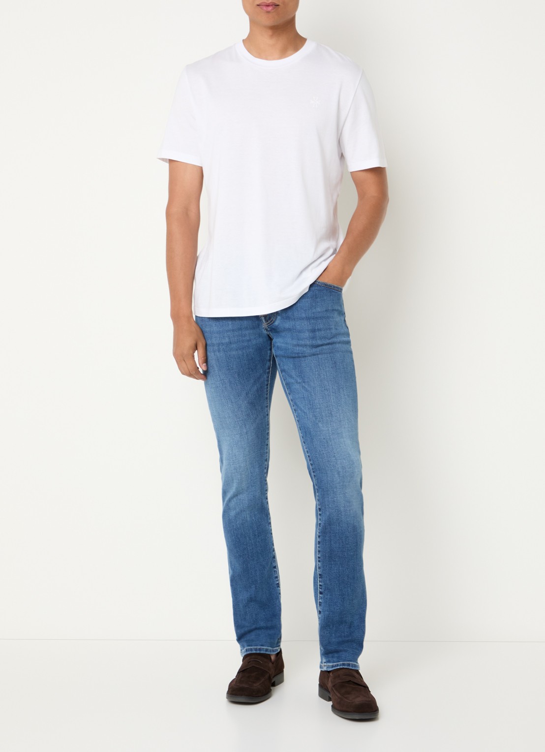 Jacob Cohën Nick slim fit jeans met medium wassing - voorkant 2 blauw