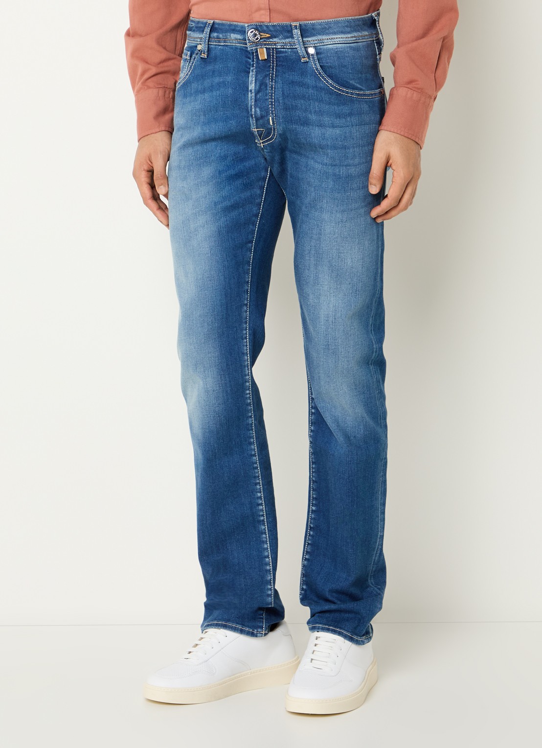 Jacob Cohën Nick slim fit jeans met medium wassing - detail 3 indigo