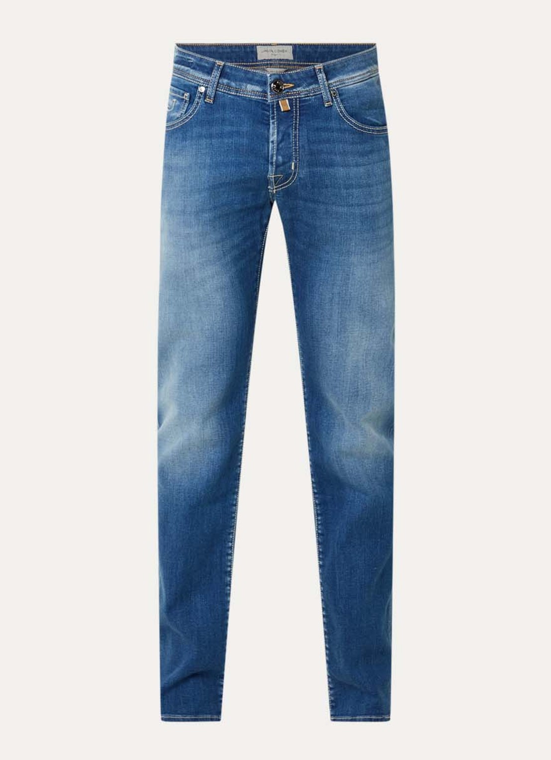 Jacob Cohën Nick slim fit jeans met medium wassing - voorkant indigo