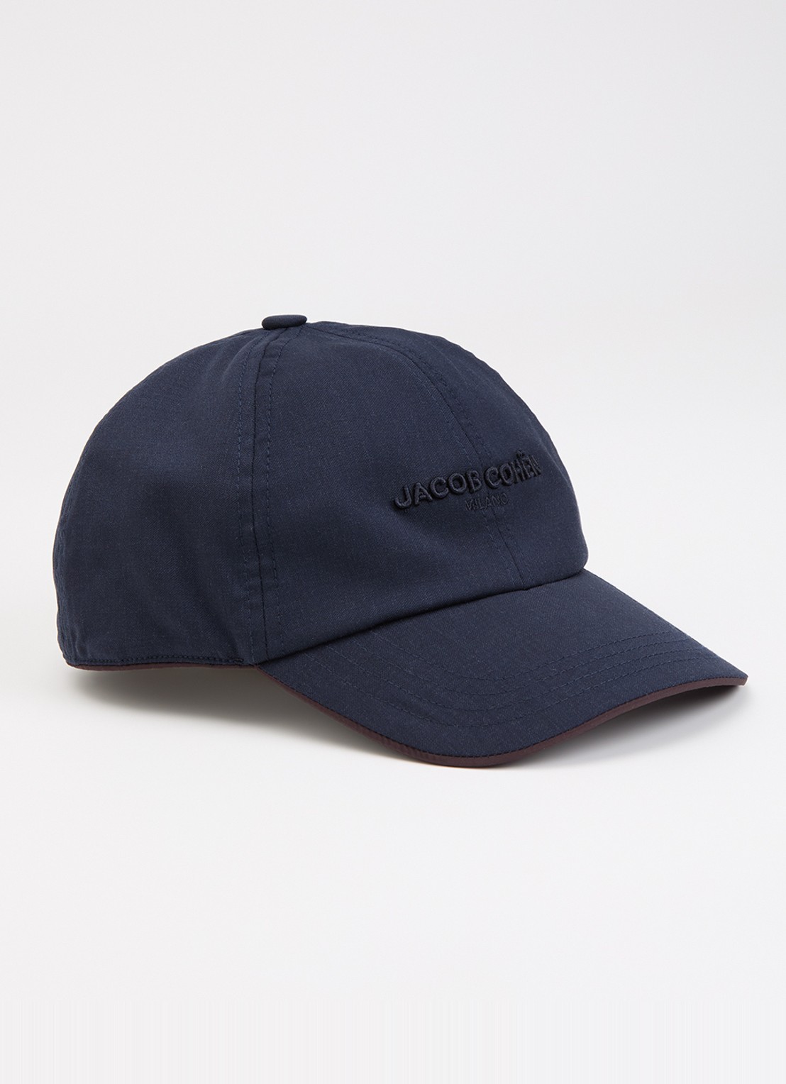 Jacob Cohën Pet in wolblend met logoborduring - voorkant 2 donkerblauw