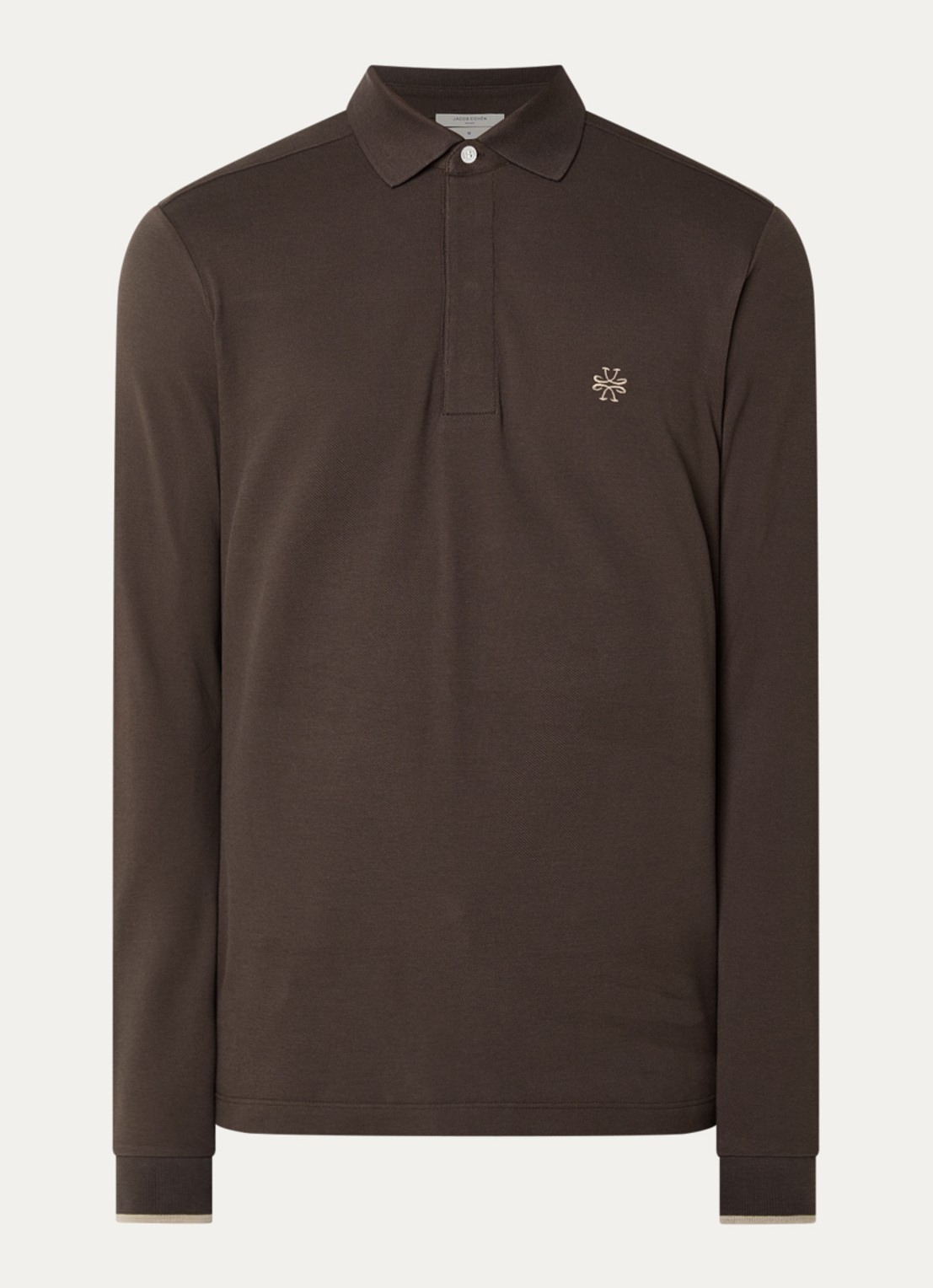 Jacob Cohën Regular fit polo met logoborduring - voorkant 3 donkerbruin