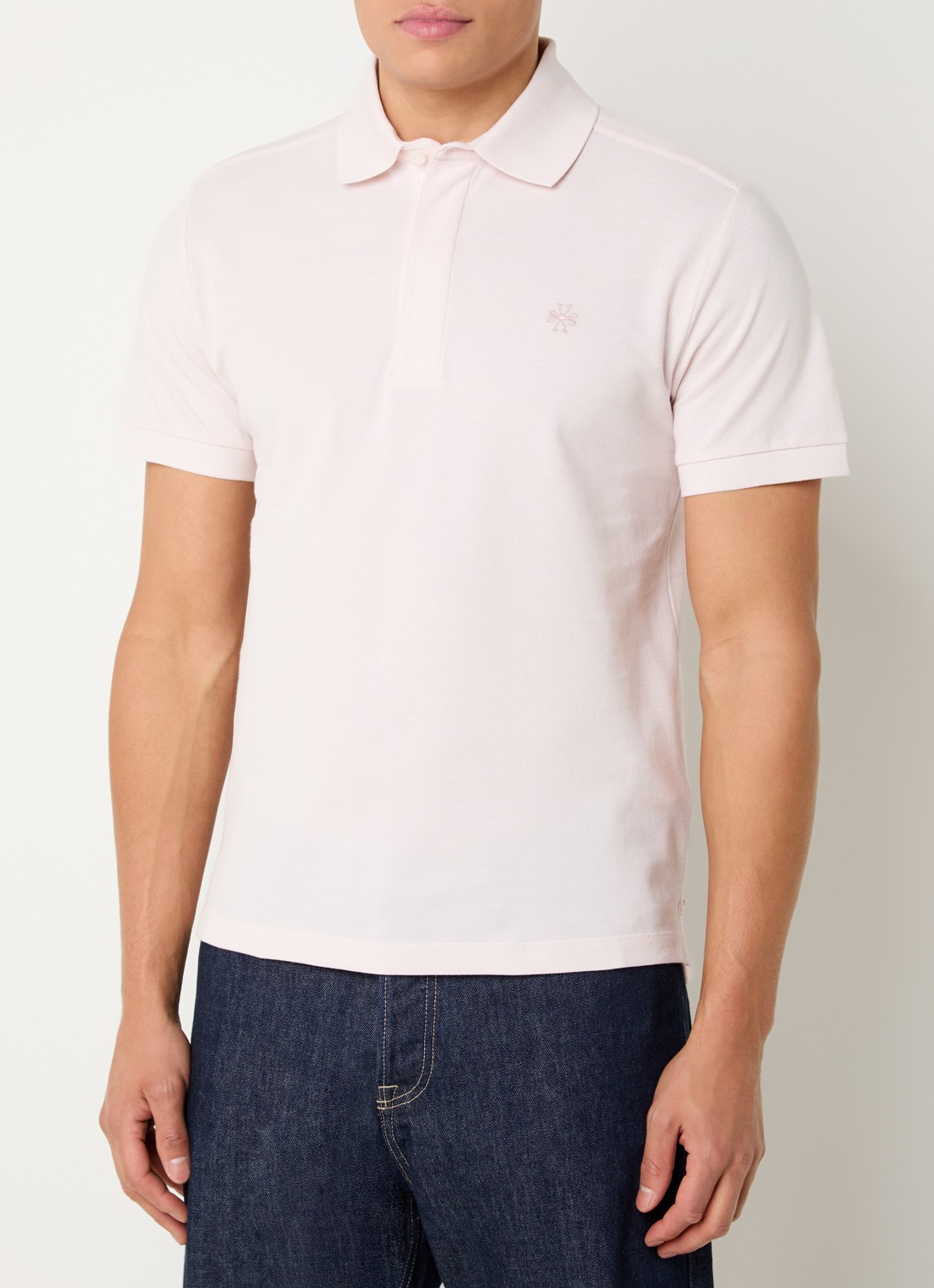Jacob Cohën Regular fit polo van piqué katoen - detail lichtroze