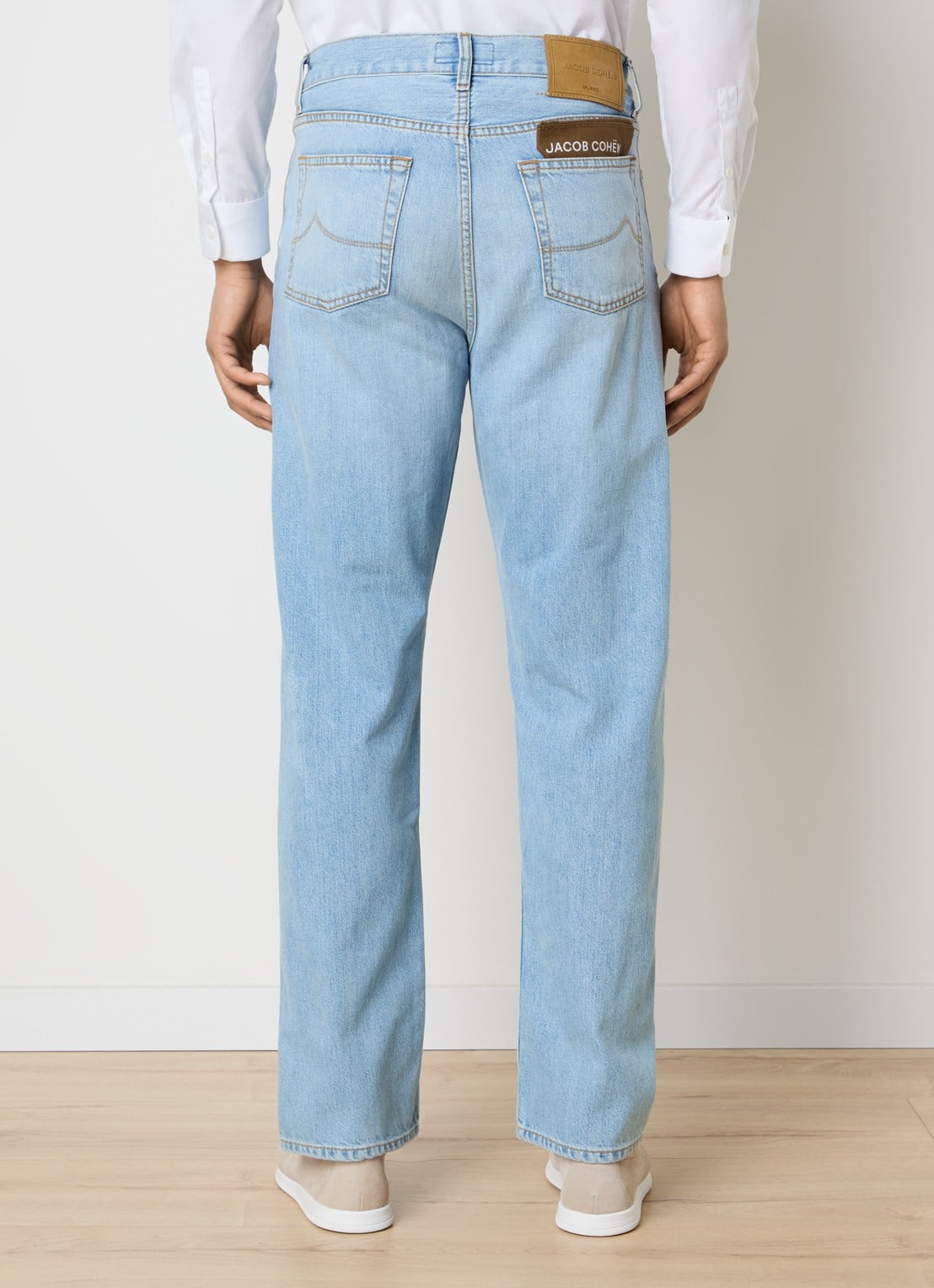 Jacob Cohën Sean straight leg jeans met lichte wassing - achterkant indigo