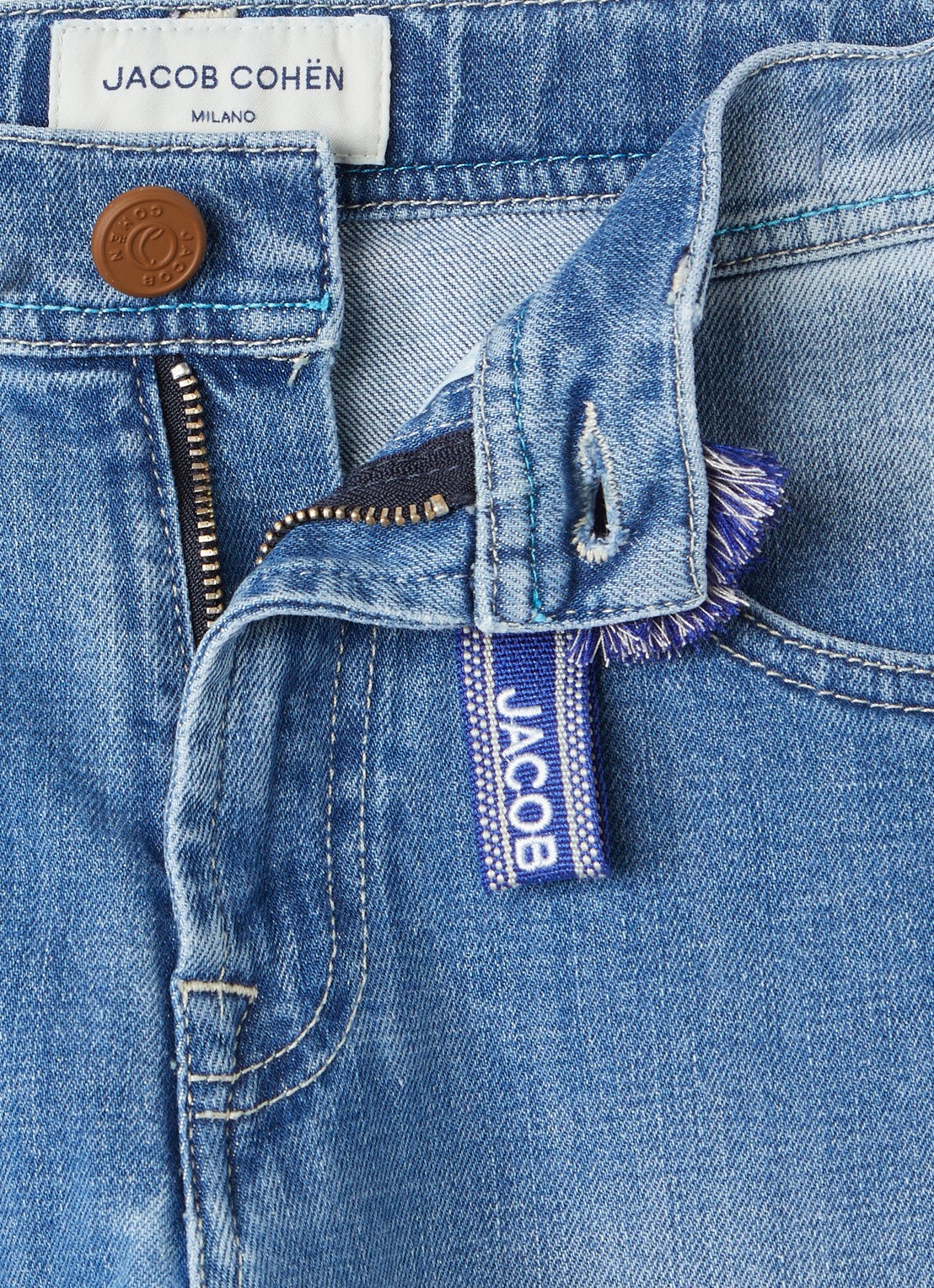 Jacob Cohën Slim fit jeans met lichte wassing - detail indigo
