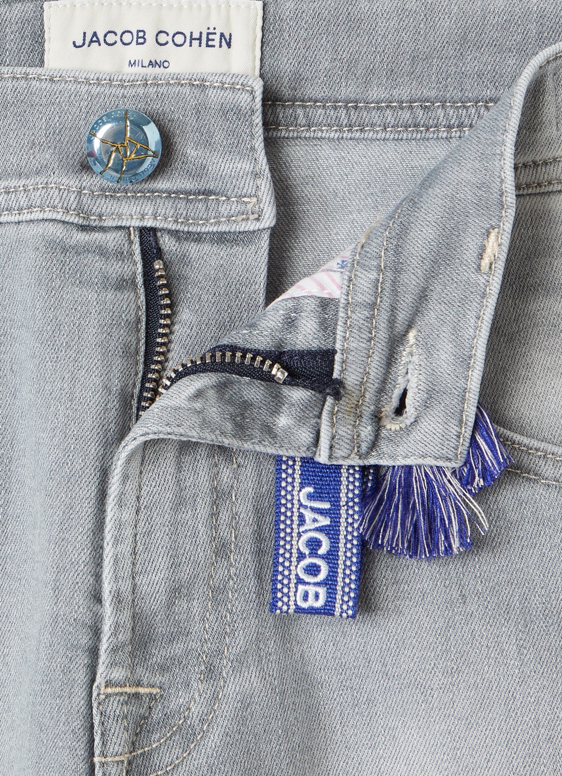 Jacob Cohën Slim fit jeans met lichte wassing - detail grijs