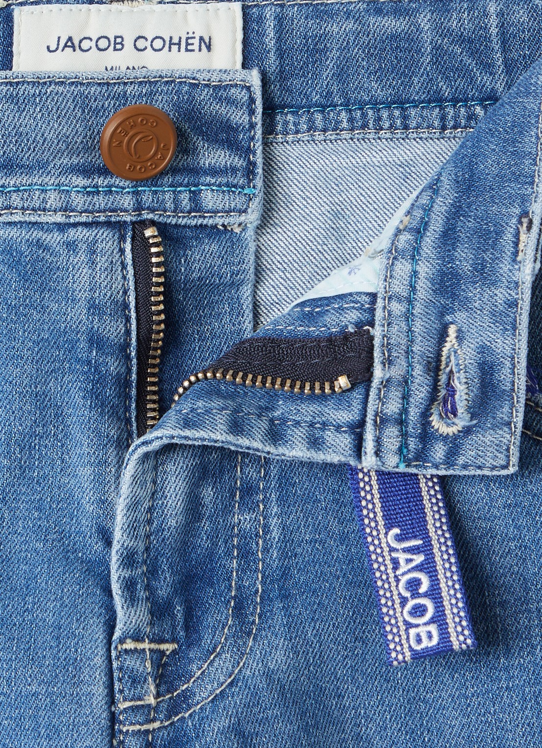 Jacob Cohën Straight leg jeans met medium wassing - detail 3 indigo