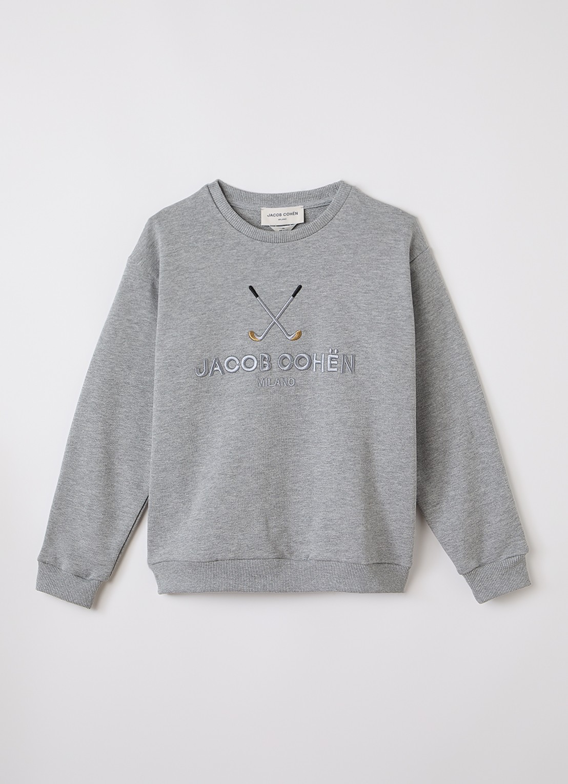 Jacob Cohën Sweater met logoborduring - voorkant grijsmele